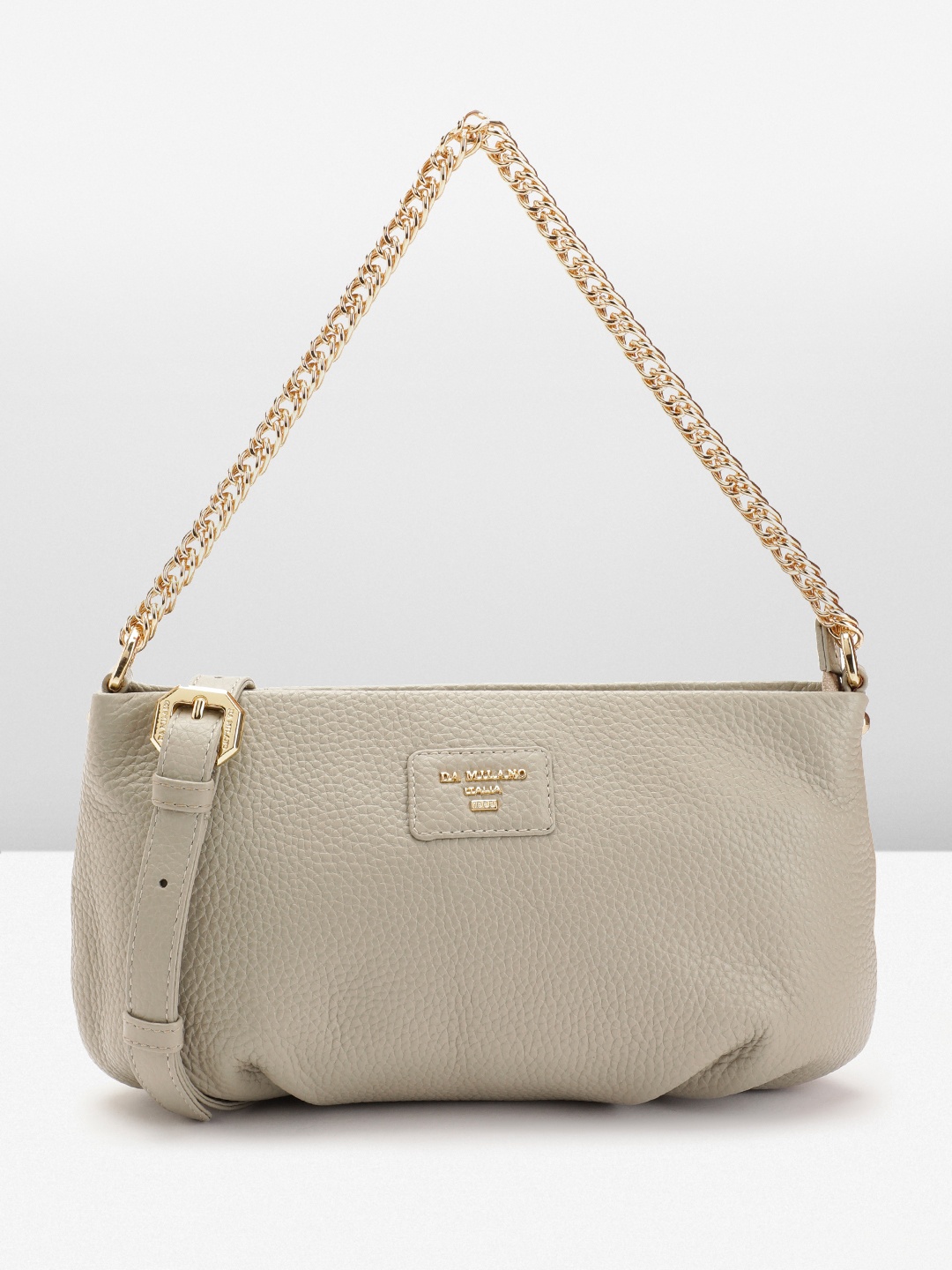

Da Milano Textured Leather Structured Handheld Bag, Grey