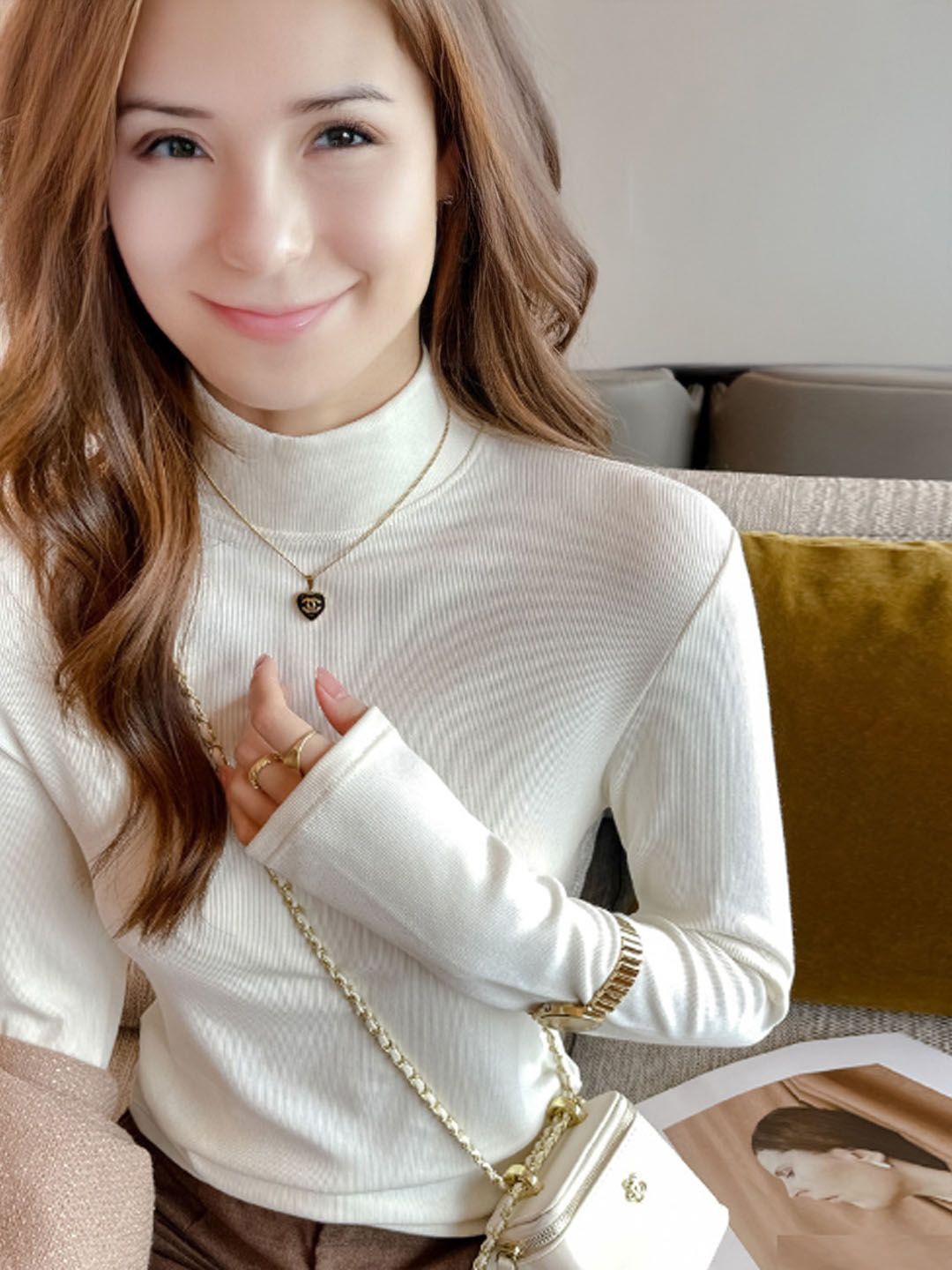 

StyleCast Women Ribbed Long Sleeves Pullover, White