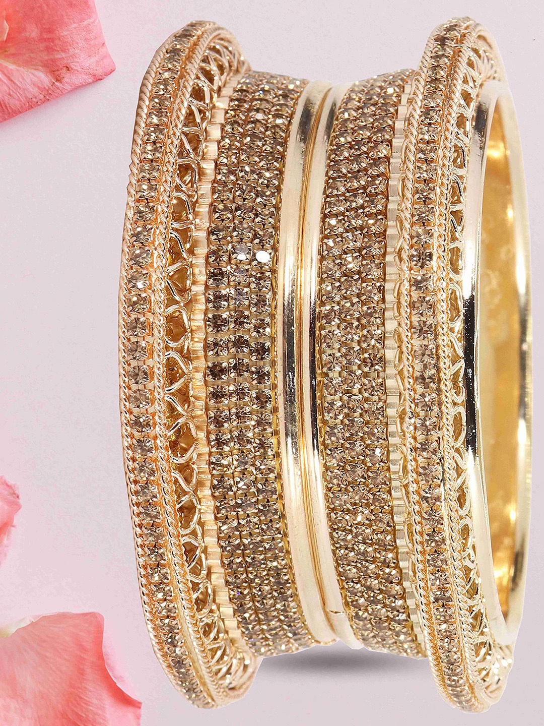 

ZULKA Set Of 2 Gold Plated Zircon Stone Studded Bangles