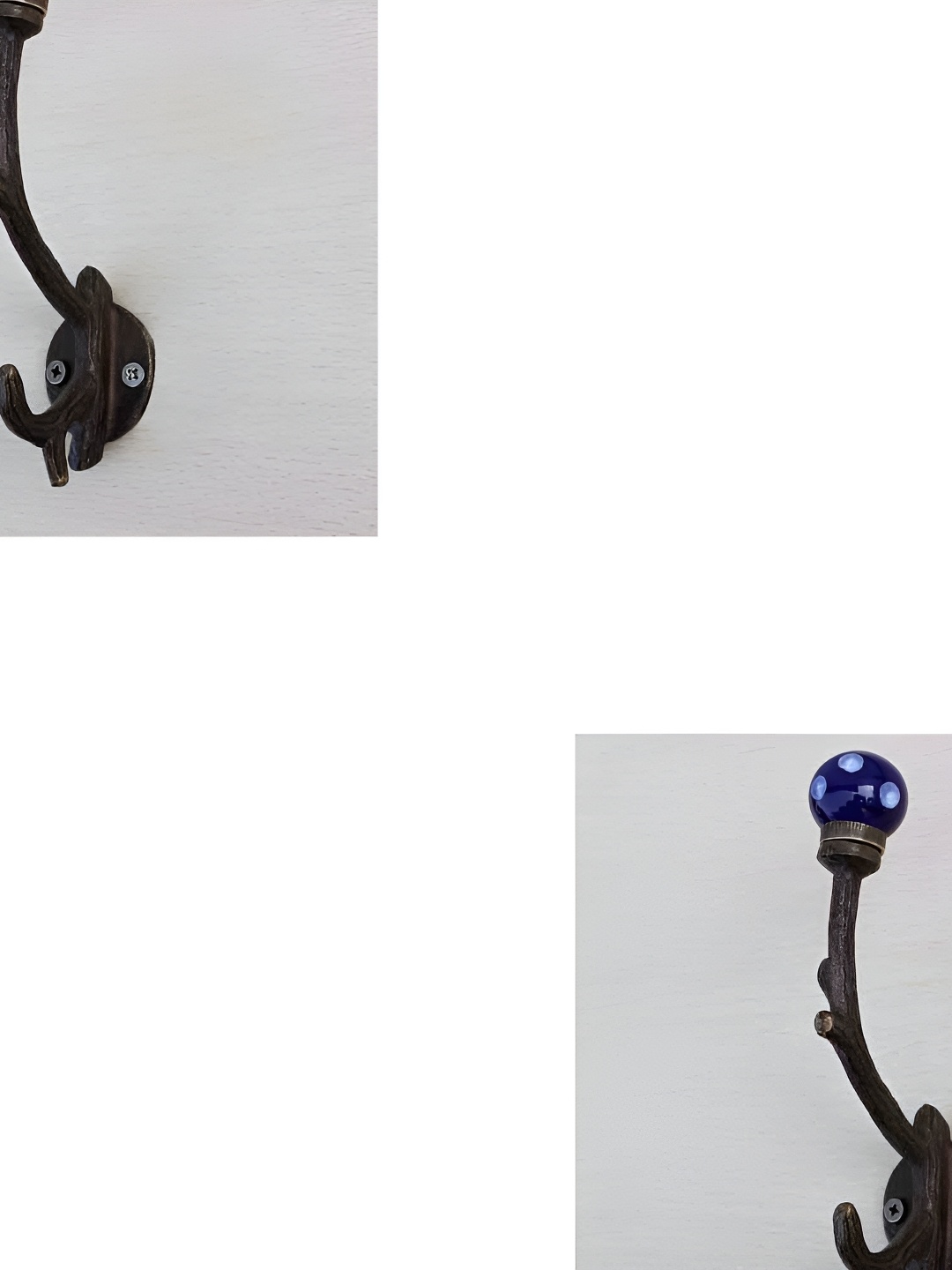 

IndianShelf Blue & Brown 2 Pieces Ceramic Dot Coat Hooks Wall Hanging