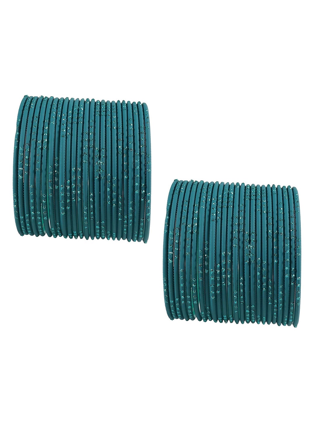 

ZULKA Set of 48 Metal with Glitter Polka Dots & Cutting Design Bangles, Teal