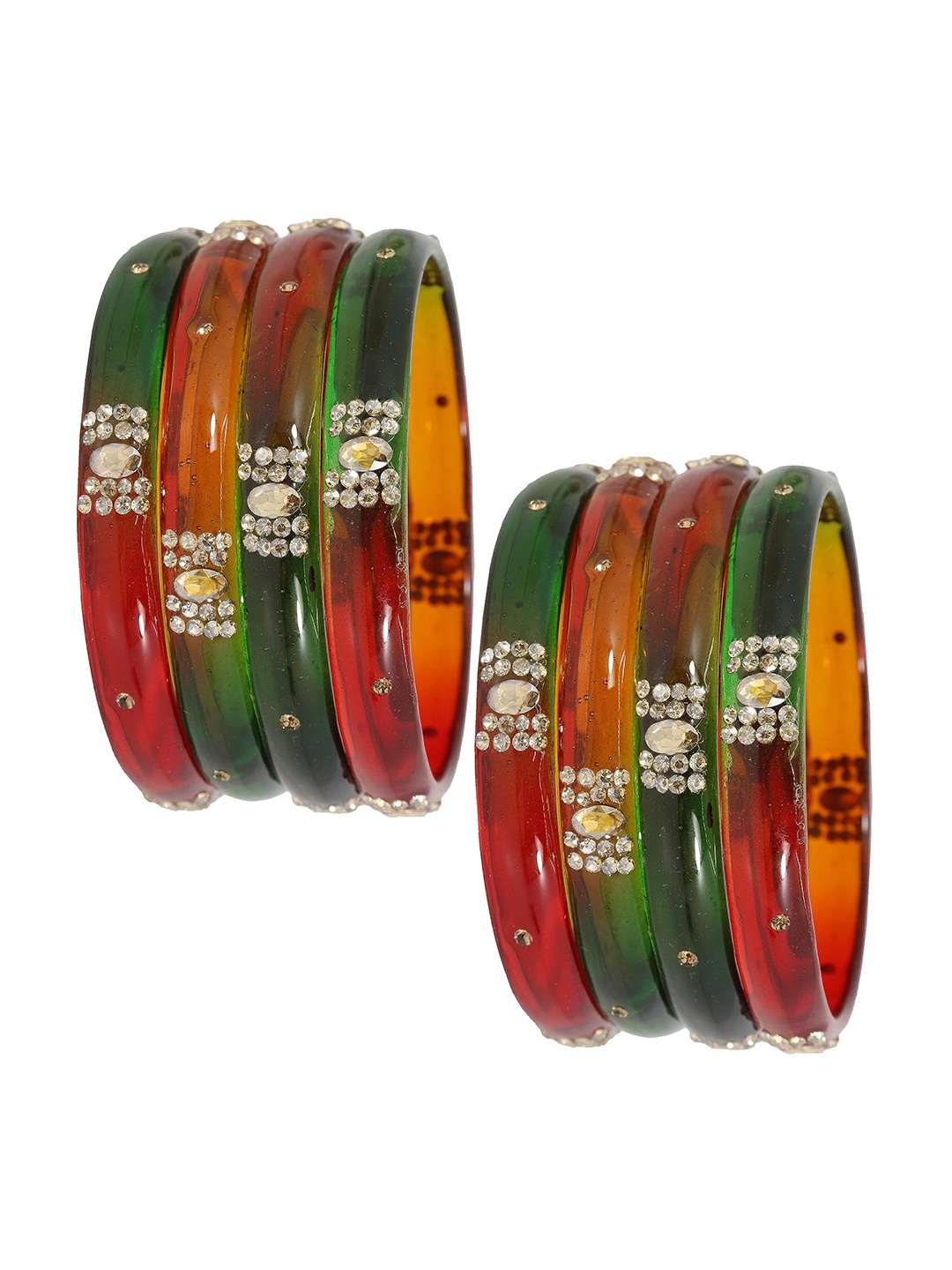 

ZULKA Set of 8 Zircon Gemstone Glass Bangles, Multi