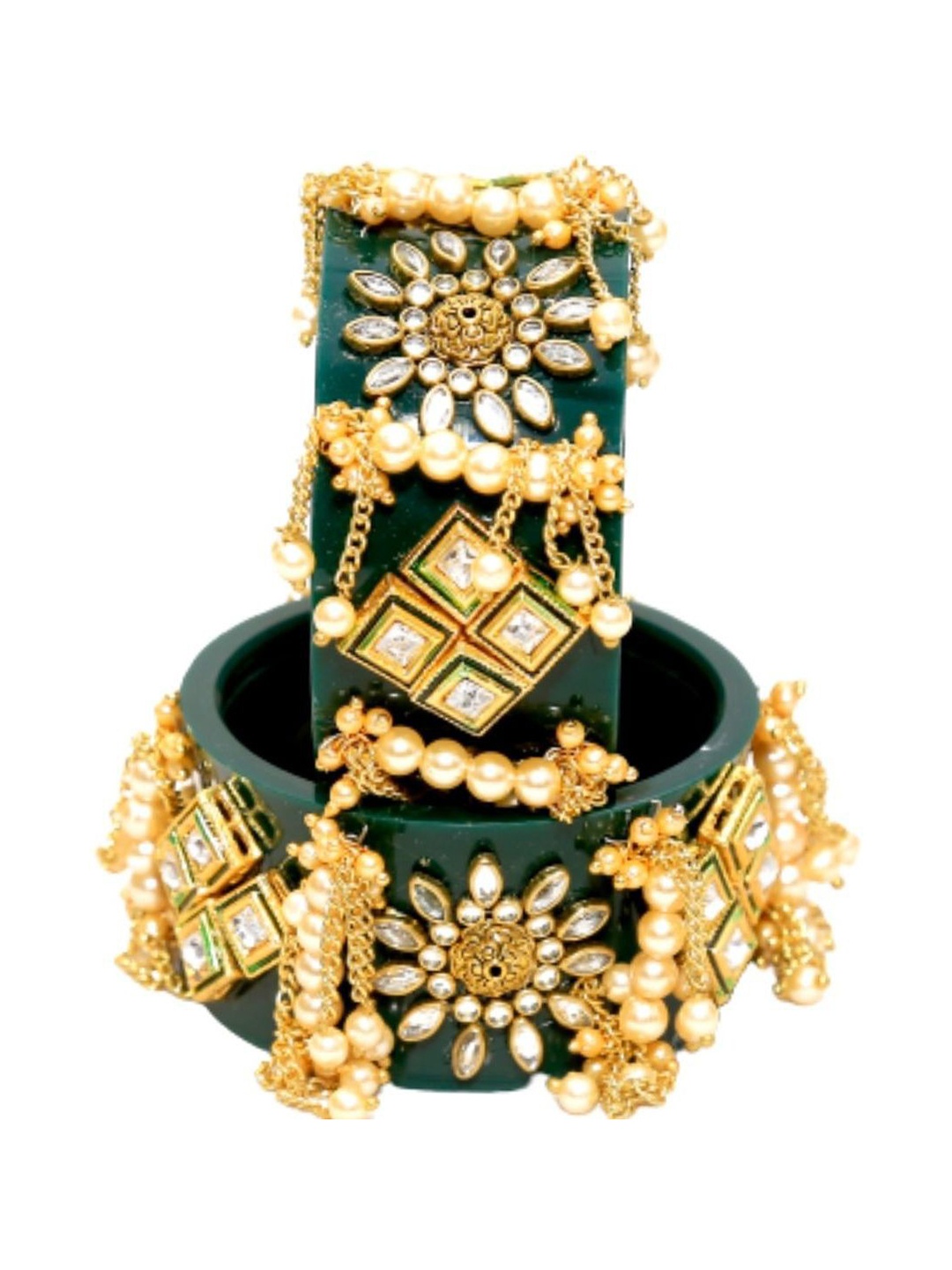 

Align Set Of 2 Gold-Plated Stone-Studded & Beaded Bangles