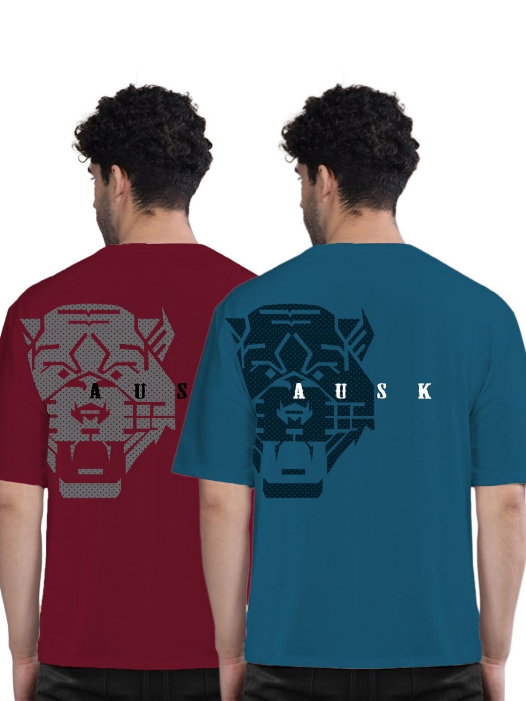 

AUSK Men Pack Of 2 Graphic Printed Round Neck Cotton Oversized T-shirts, Maroon