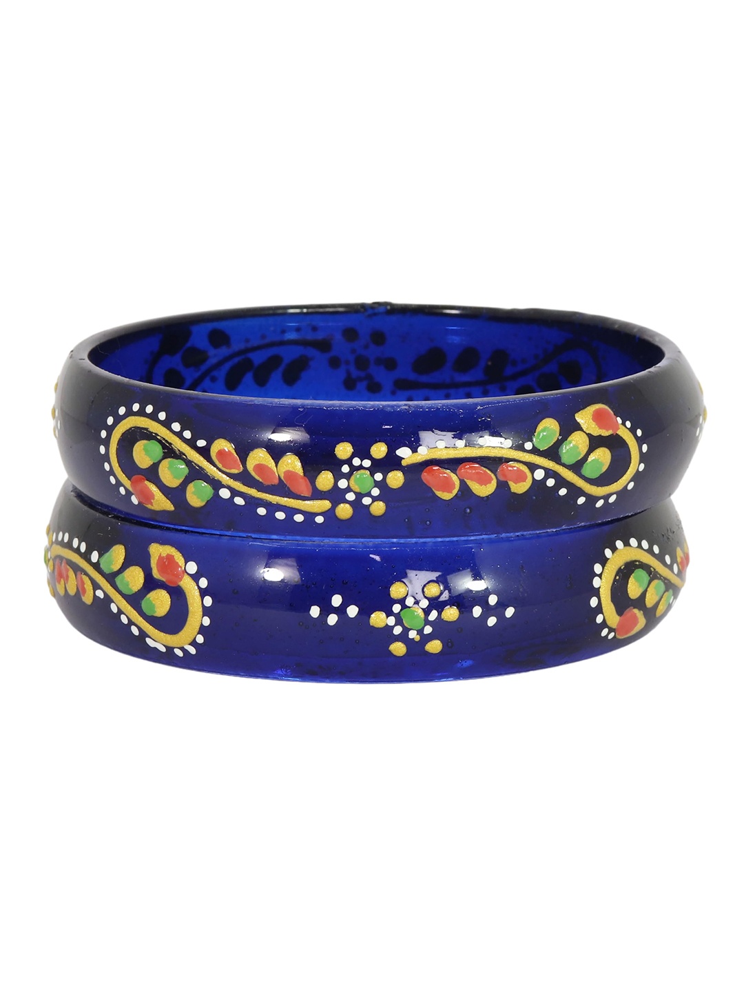 

ZULKA Set of 2 Colorful Polka Glass Dots Bangles, Blue
