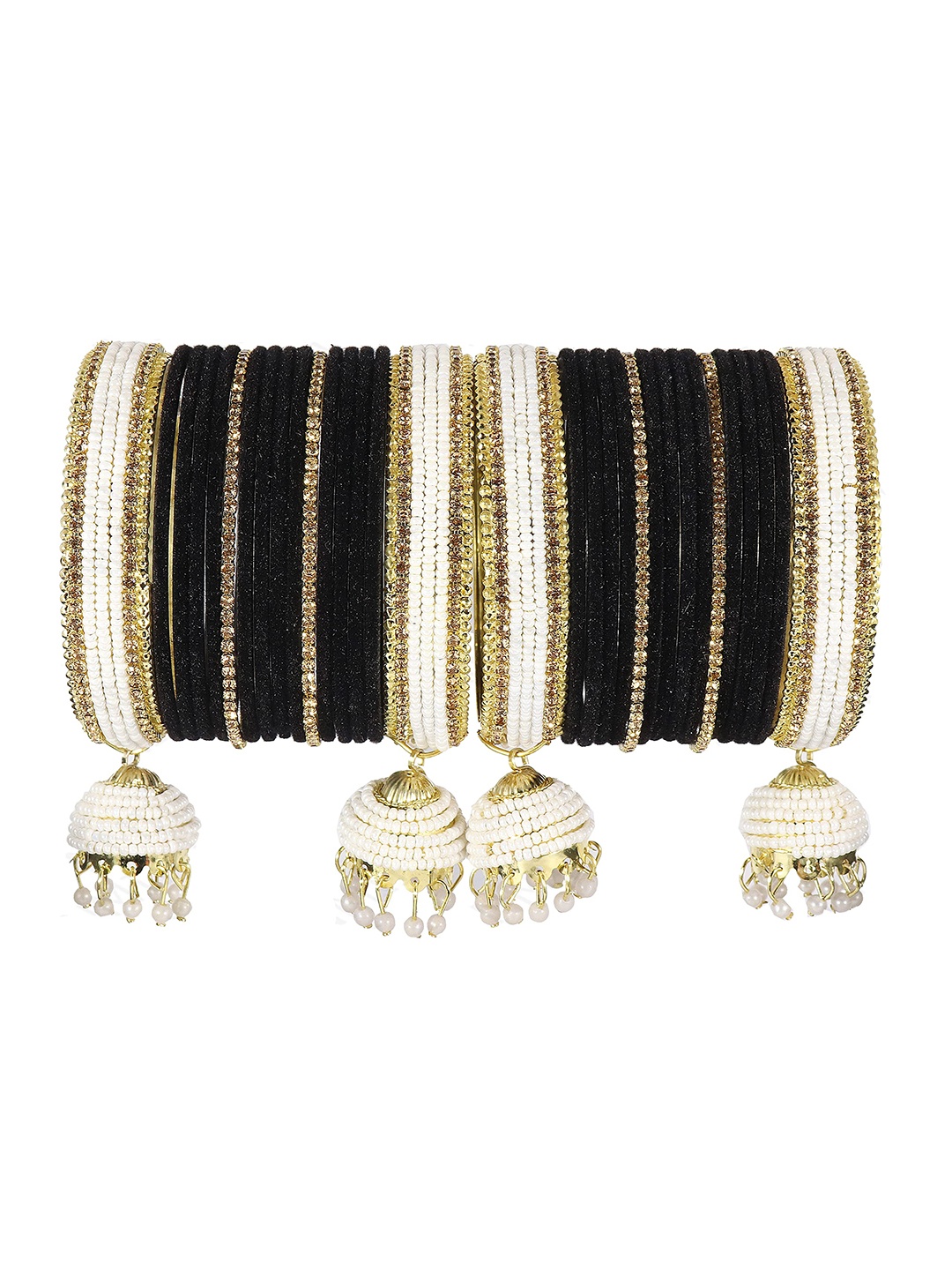 

ZULKA Set of 32 Non-Precious Metal Studded with Zircon Gemstone or Pearls and Velvet Latkan, Orange