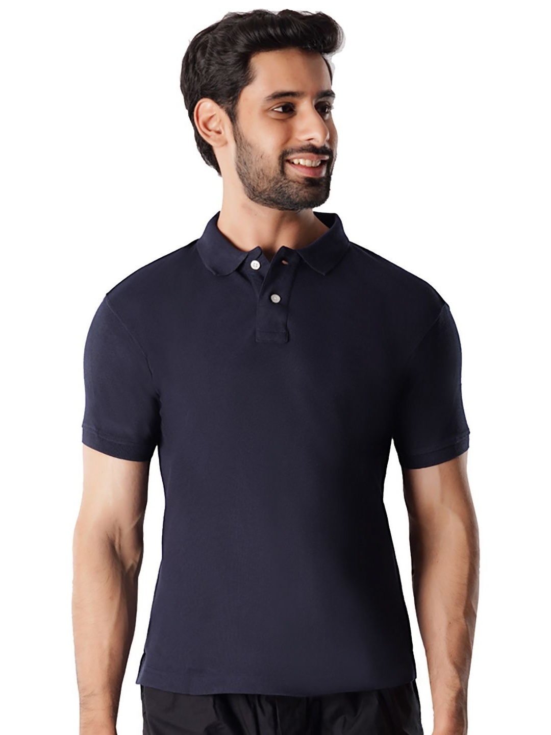 

Crusoe Men Solid Polo Collar Cotton T-shirt, Navy blue