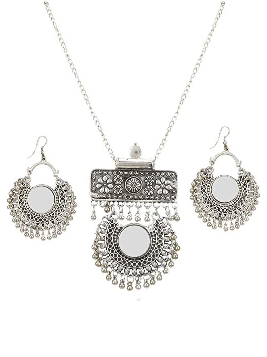 

SUNHARI Women Beaded Oxidised Jewellery Set, Silver