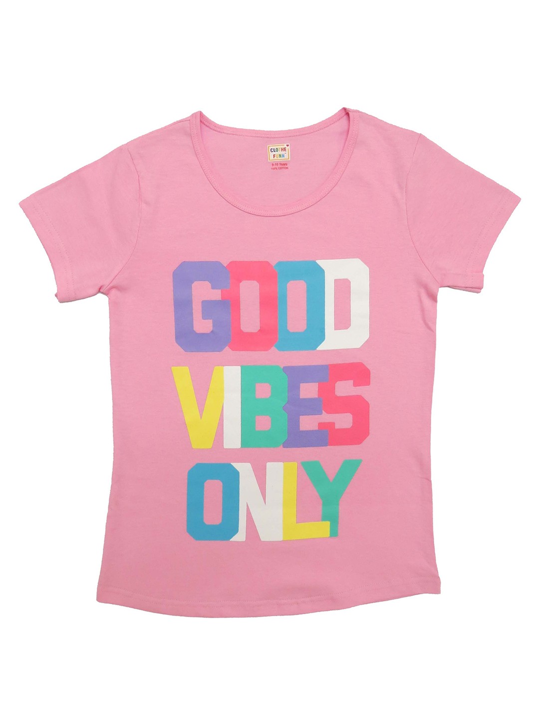 

Clothe Funn Girls Pack Of 2 Typography Printed Round Neck Cotton T-shirts, Pink