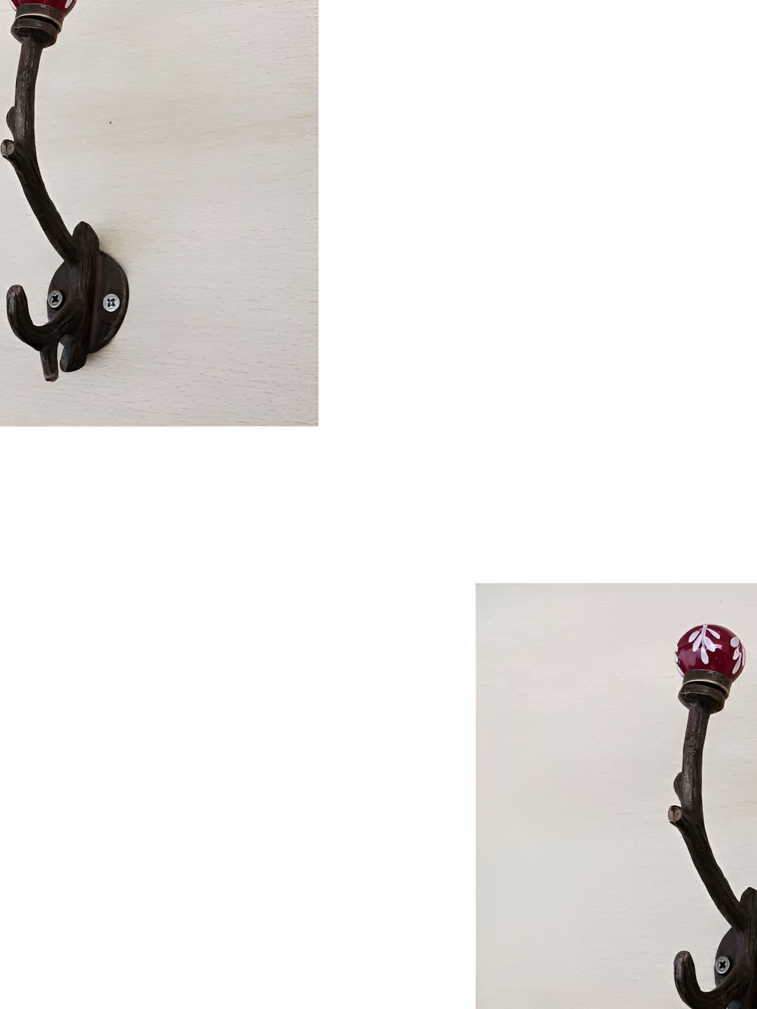 

IndianShelf Red & Black 2 Pieces Floral Printed Ceramic Wall Hooks