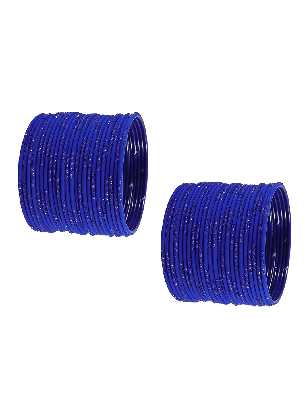 

ZULKA Set Of 48 Metal With Glitter Polka Dots Bangles, Blue