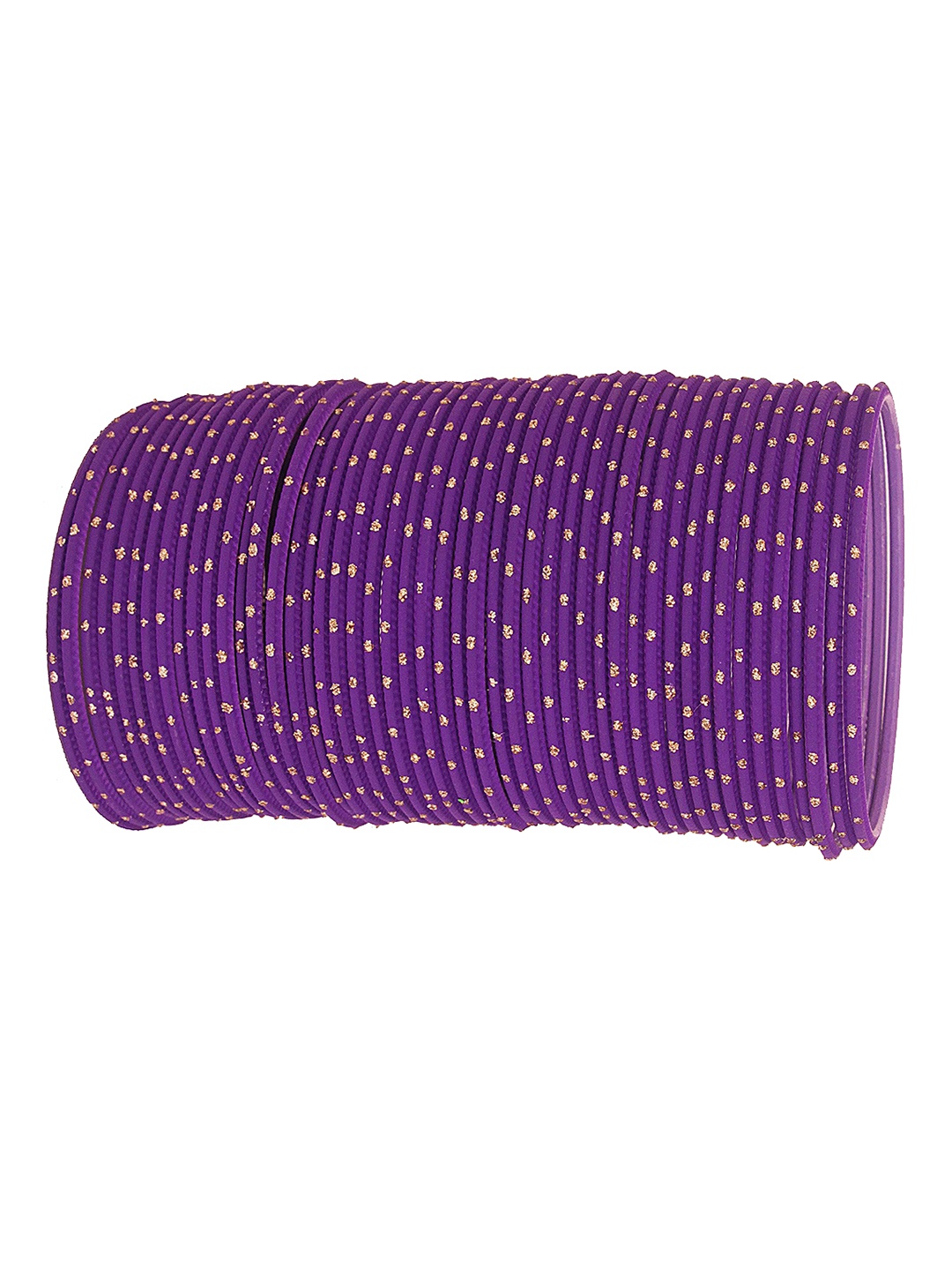 

Set of 48 Traditional Plain Metal with Polka Dots Bangles, Purple