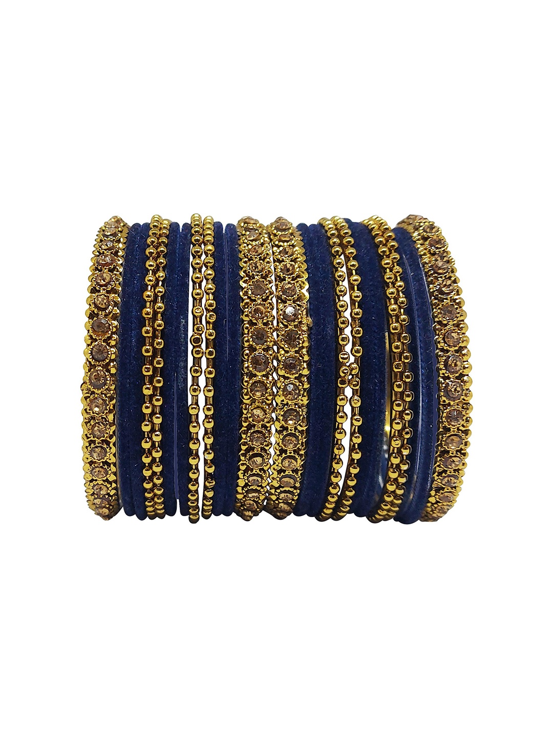 

CHRISHAN Set Of 24 Stones-Studded Bangles, Gold