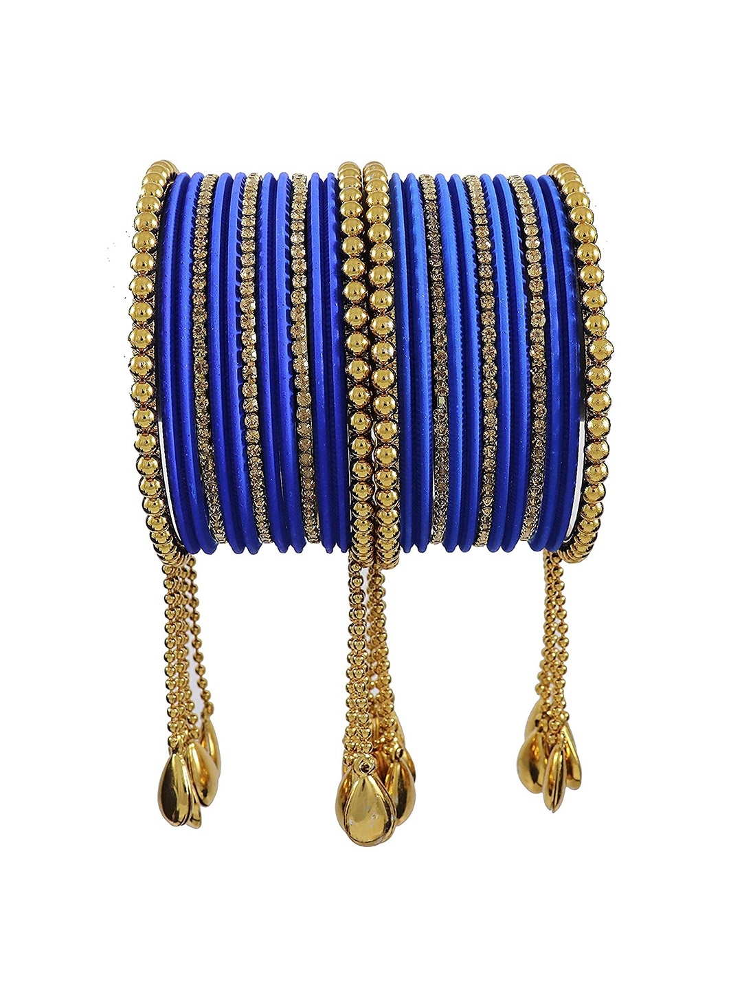 

ZULKA Set Of 26 Stone Studded Metal Bangles, Yellow