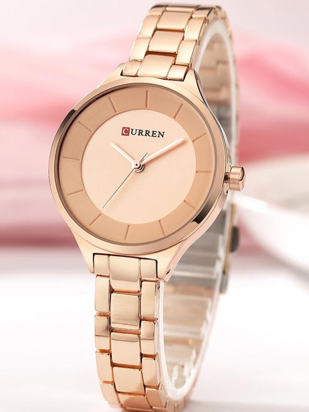 

Curren Women Dial & Stainless Steel Wrap Around Straps Analogue Watch 7W-NGX4-X11V, Rose gold