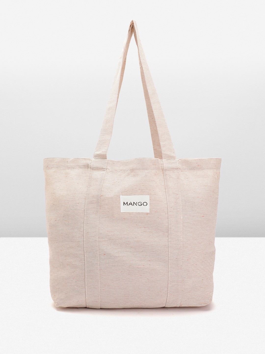 

MANGO Striped Packable Tote Bag, Beige