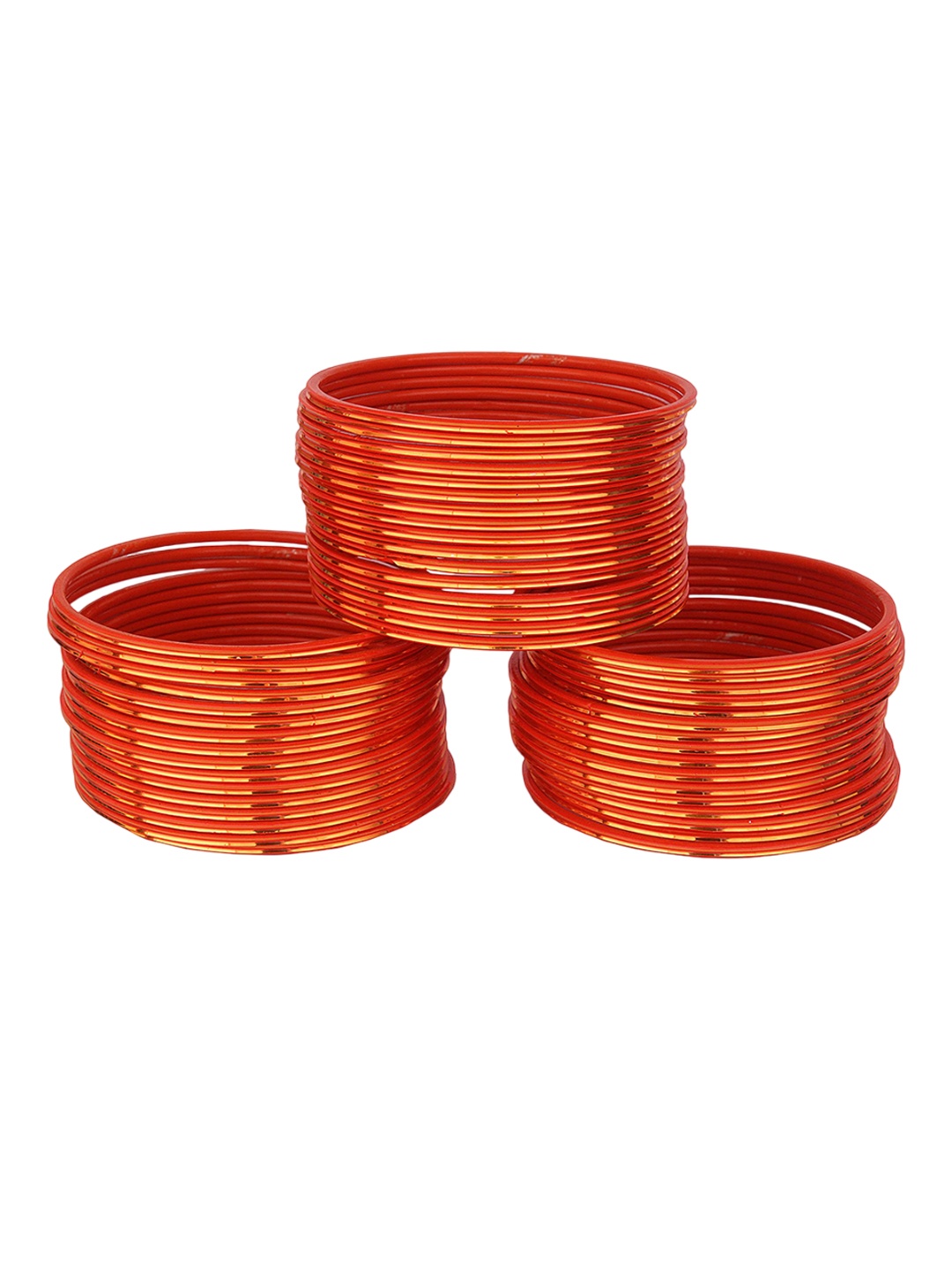 

ZULKA Set of 48 Simple Plein Glossy Finished Metal Bangles, Orange