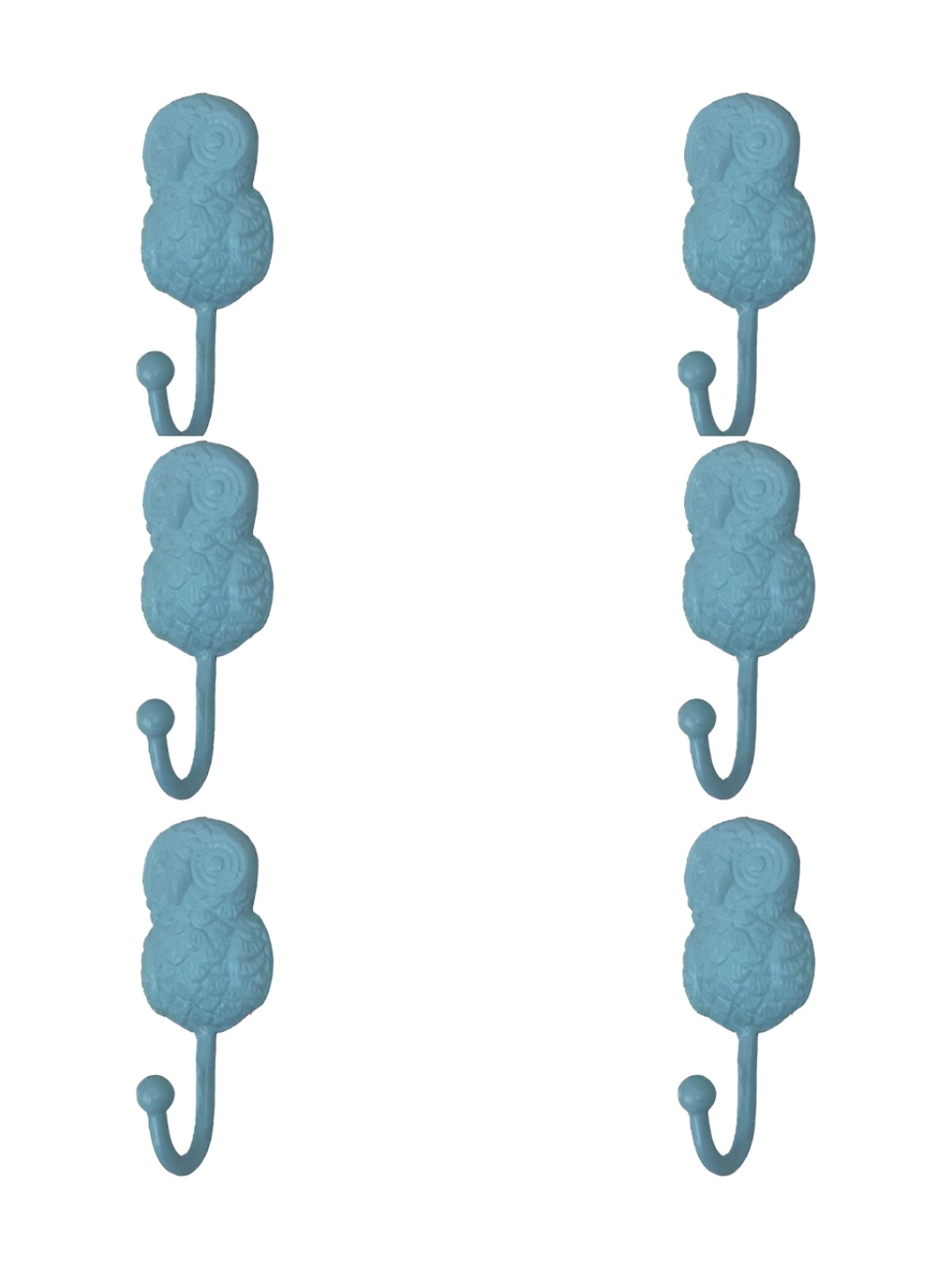

IndianShelf Blue 6 Pieces Owl Textured Iron Wall Hooks