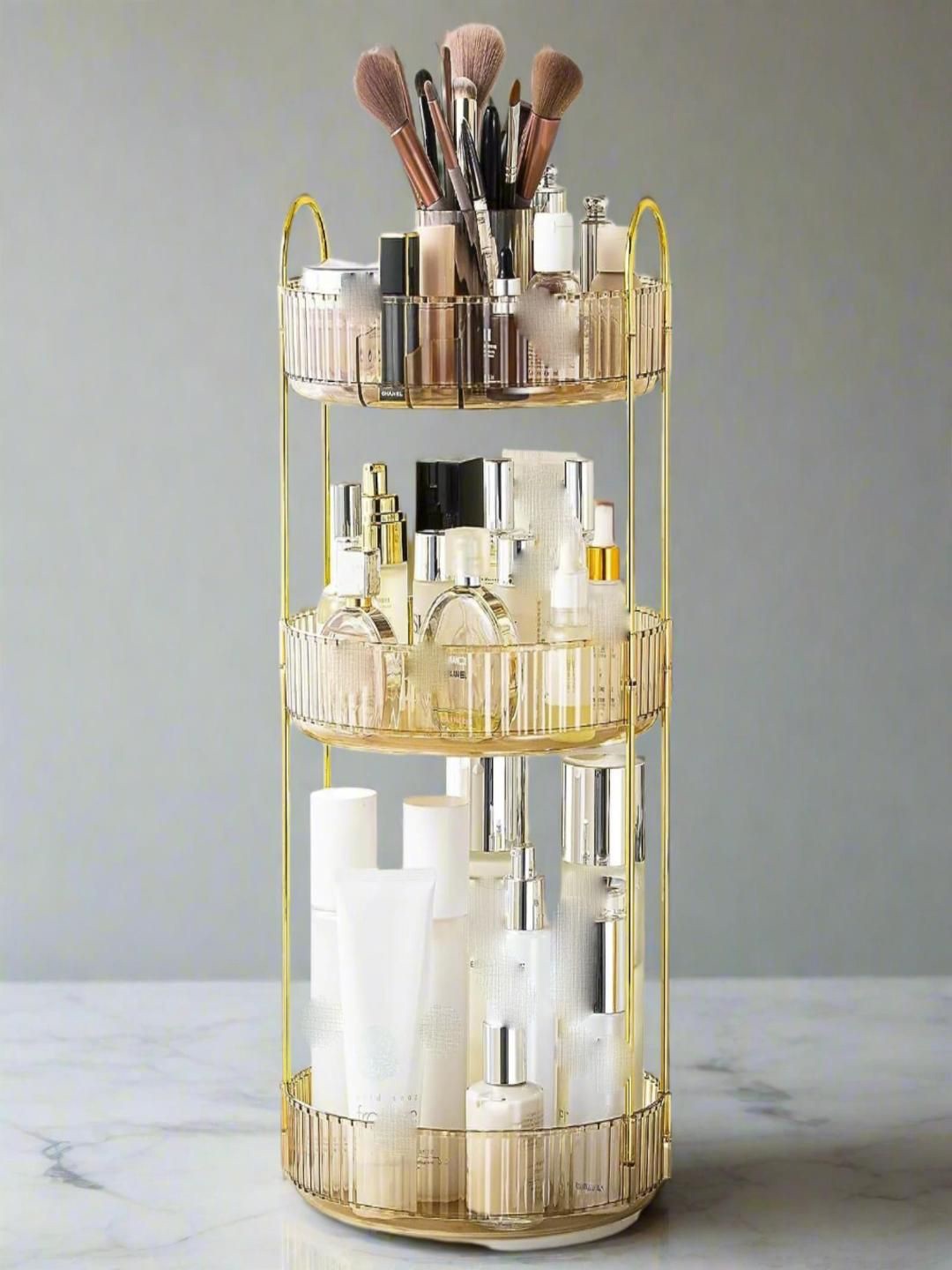 

Mason Home Gold-Toned Three Tier Rotating Makeup Organiser