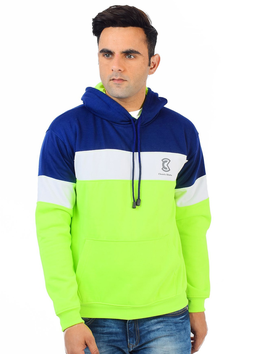 

Chanda Khuba Men Hooded Sweatshirt, Lime green