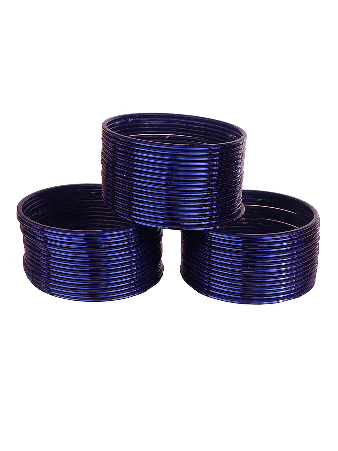 

ZULKA Set of 48 Glossy Finished Metal Bangles, Blue