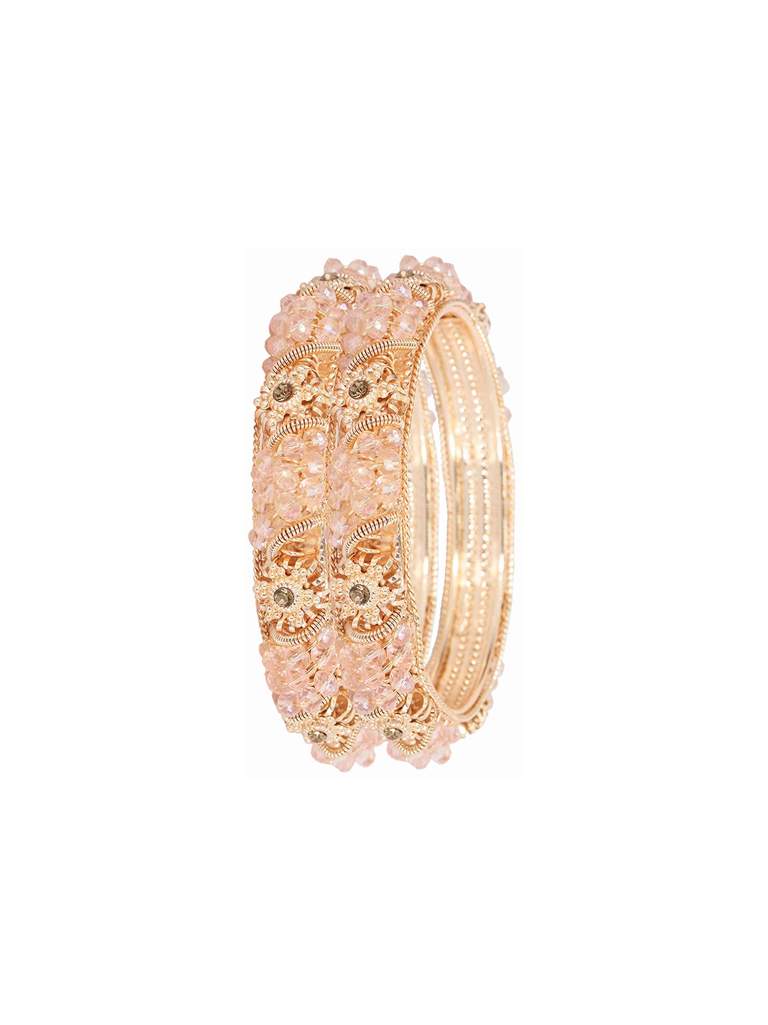 

ZULKA Set Of 2 CZ Stone-Studded Bangles, Pink