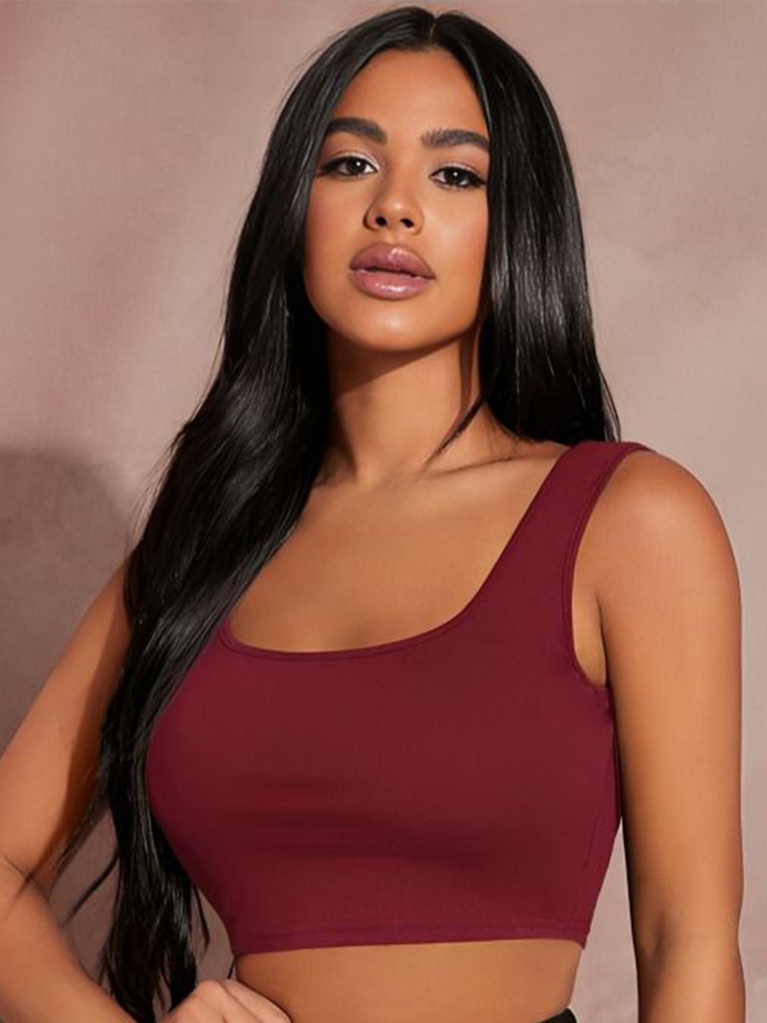 

sollobell Women Cotton Tank Crop Top, Maroon