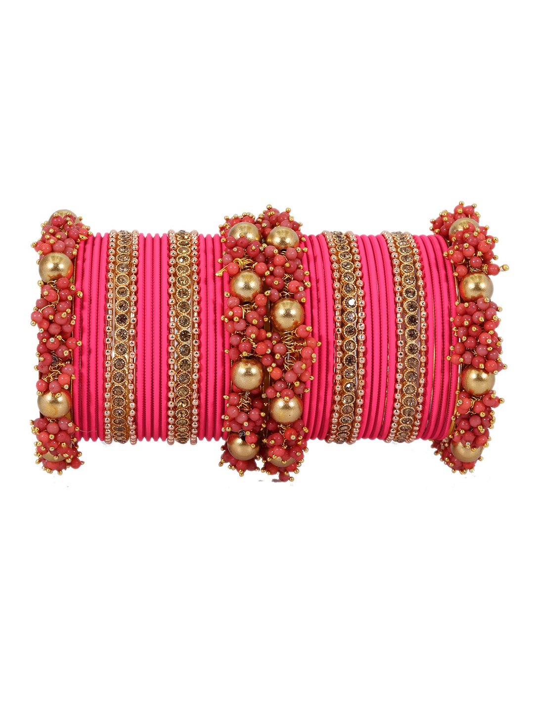 

ZULKA Set of 34 Metal with Base Metal and Studded with Zircon Gemstone Traditional Velvet, Magenta