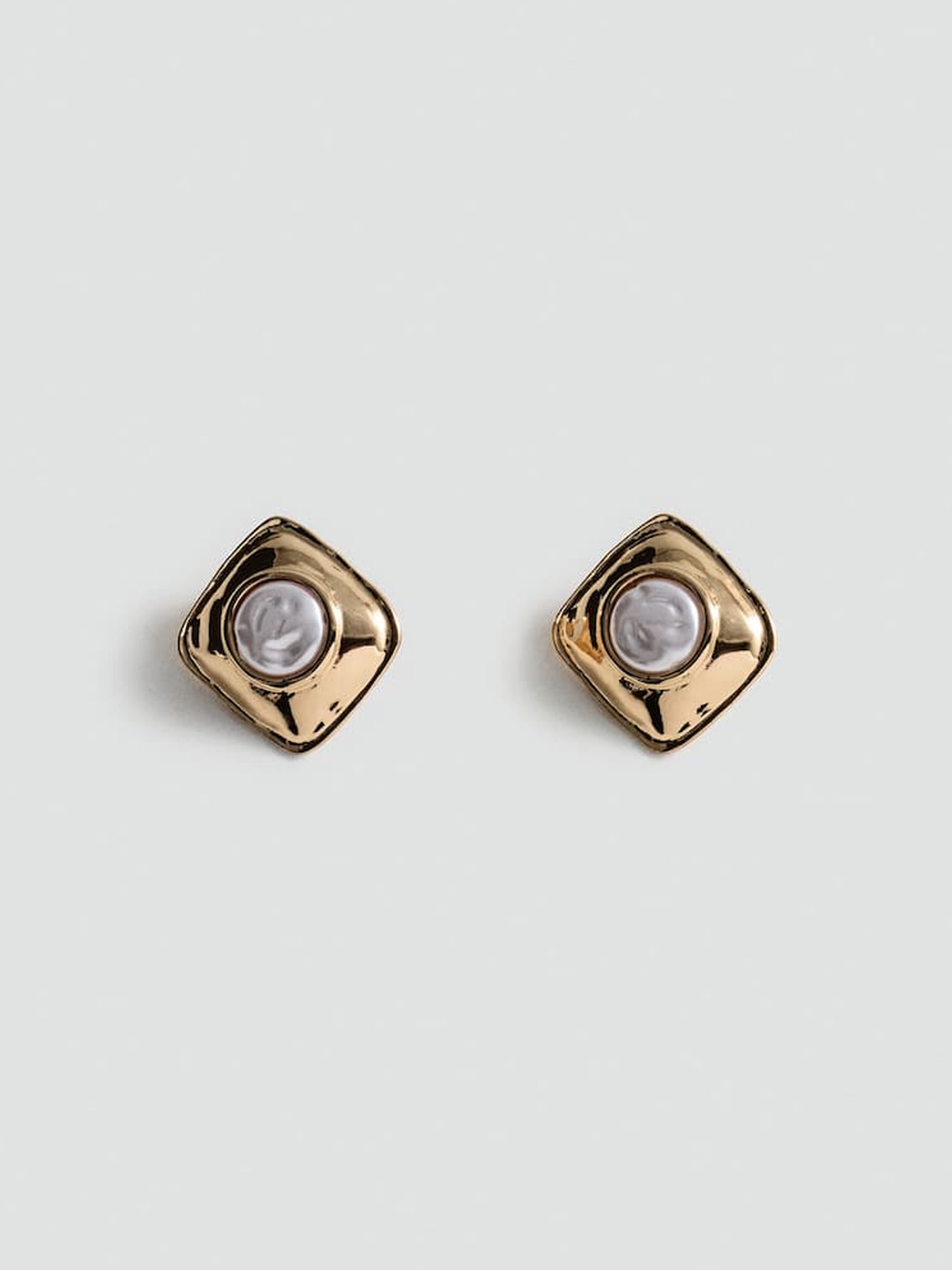 

MANGO Triangular Pearl Studs Earring, Gold