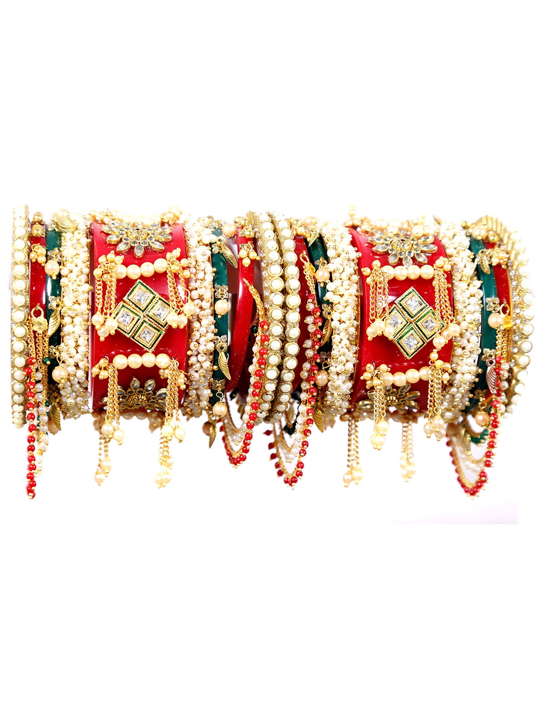 

Align Set Of 2 Gold-Plated Stones-Studded & Beaded Bangles
