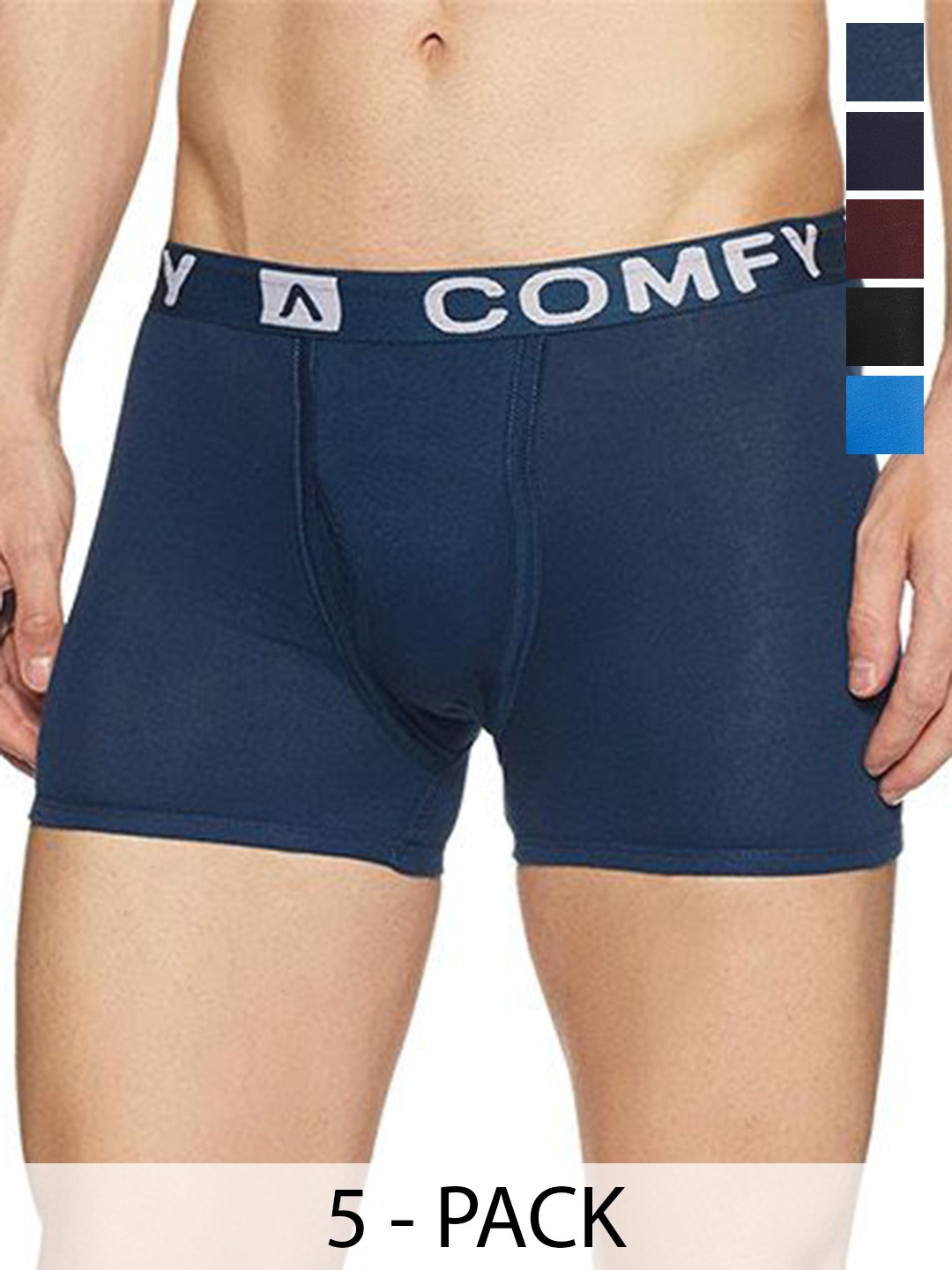 

AMUL COMFY Men Pack Of 5 Assorted Short Trunks Comfy-FCD-Trunk-OE-5-100