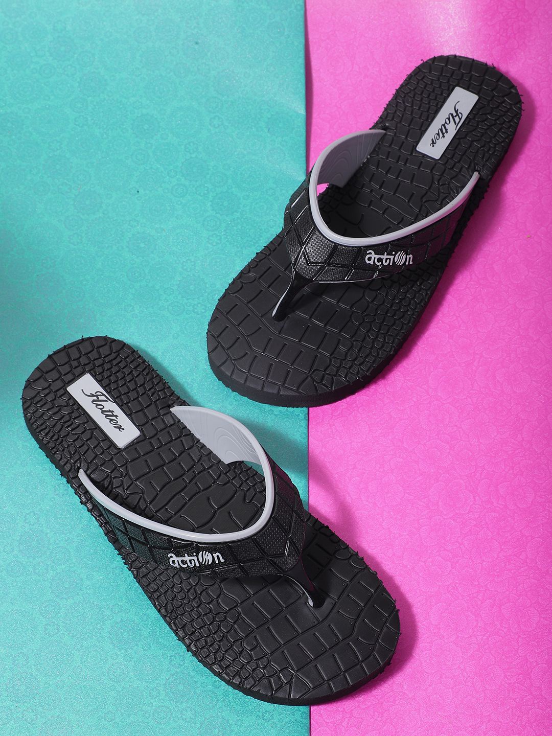 

Action Men Rubber Thong Flip-Flops, Black