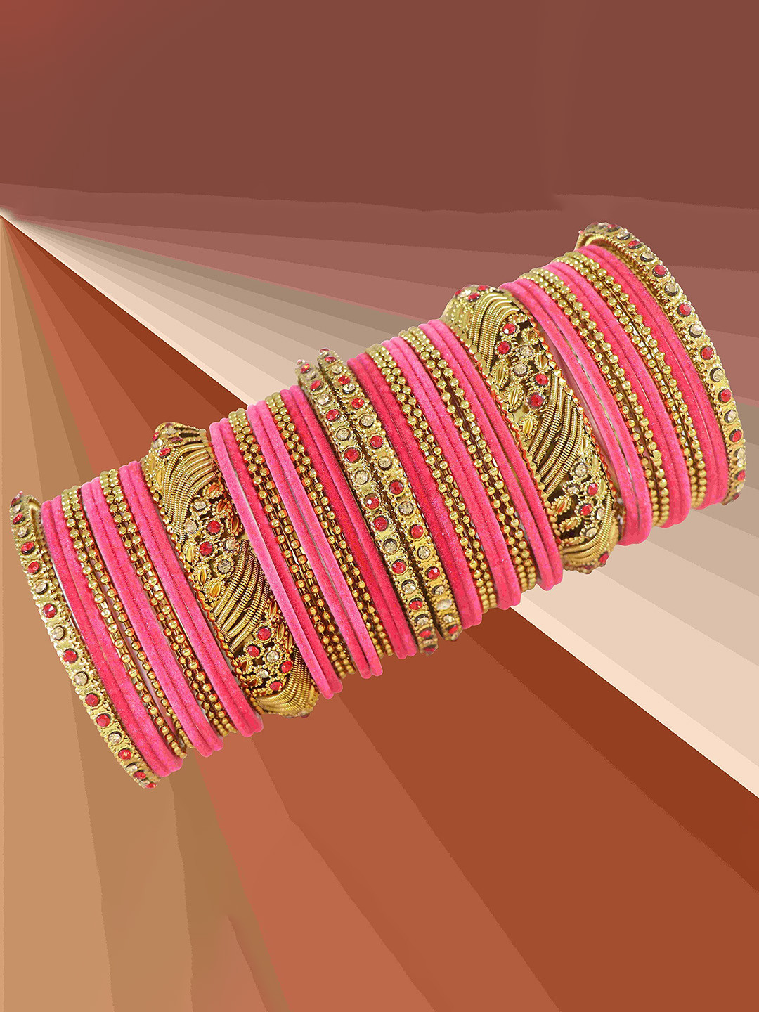 

ZULKA Set of 34 Stylish Glass & Golden Beads Velvet Bangle | Fancy Bangles, Blue