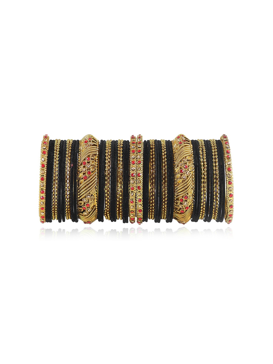 

ZULKA Set Of 46 Zircon Gemstone and Beaded-Studded Bangles, Gold