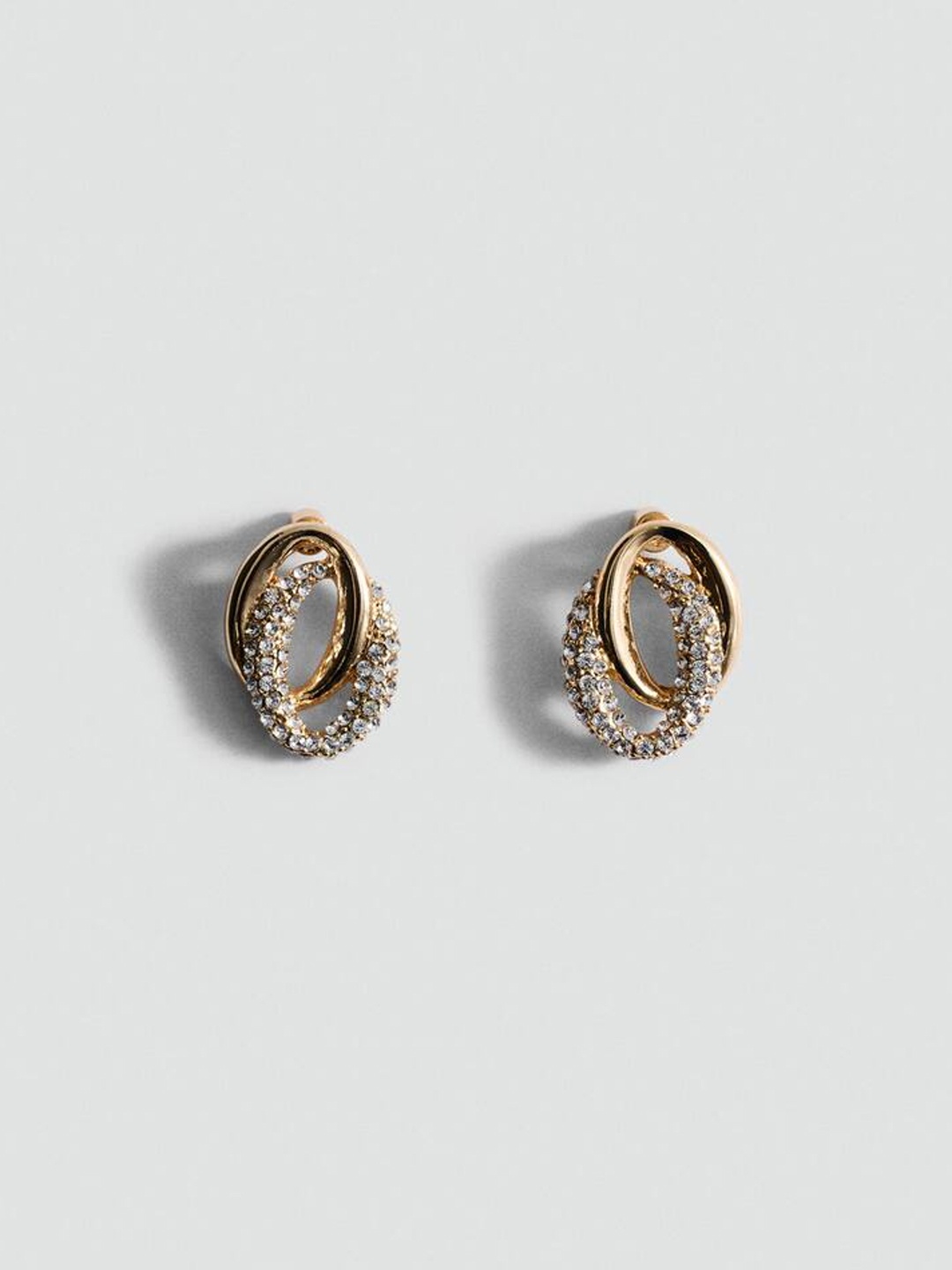

MANGO Link Hoop Earrings With Crystals, Gold