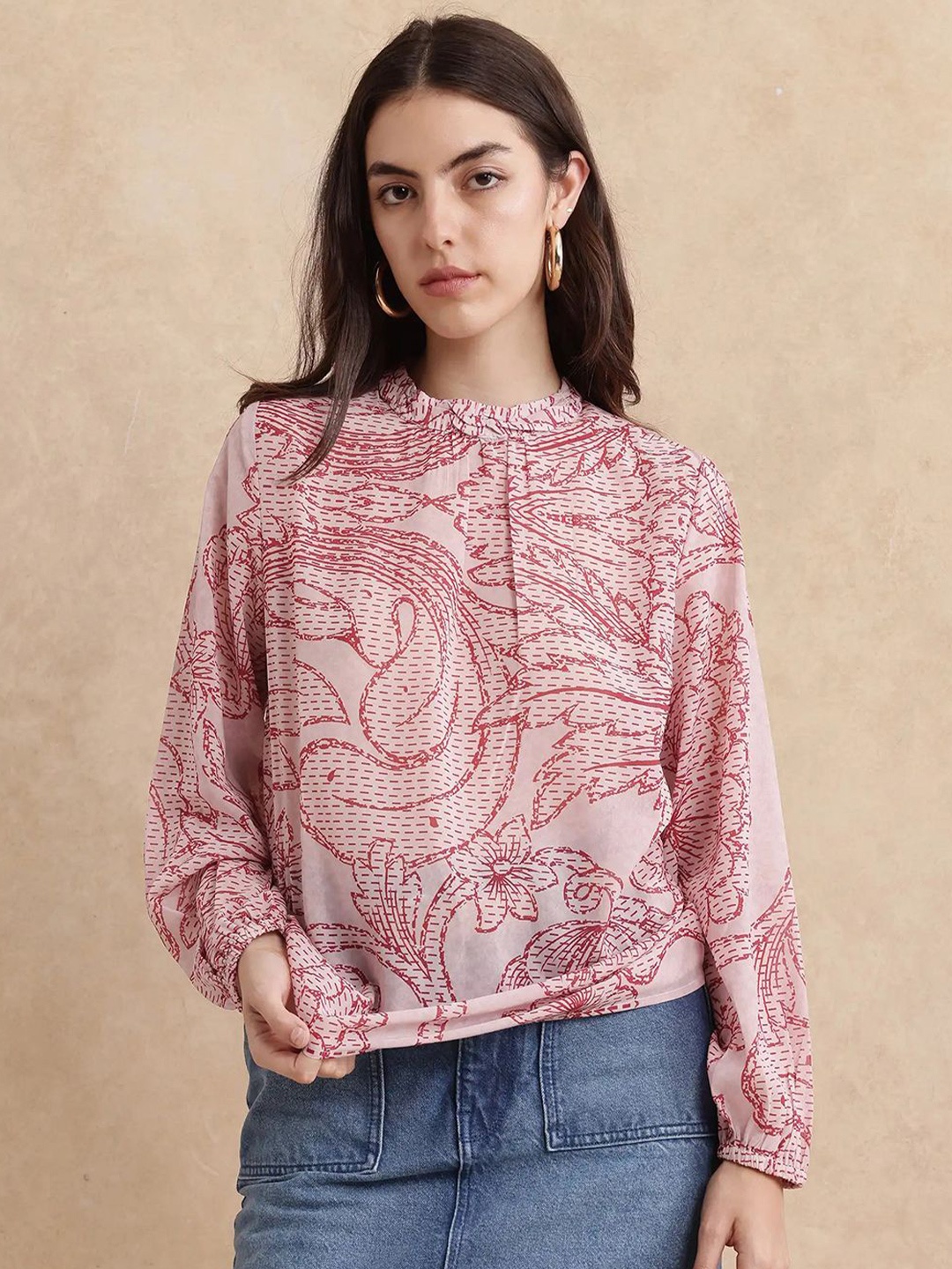 

RAREISM Print Cotton Top, Pink