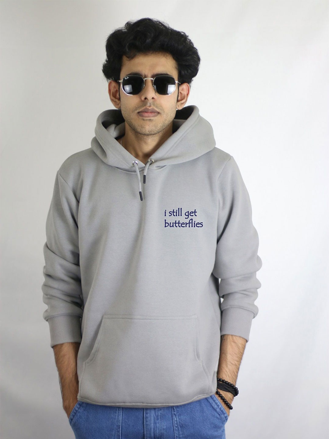 

EKSDEE Men Hooded Printed Cotton Sweatshirt, Grey