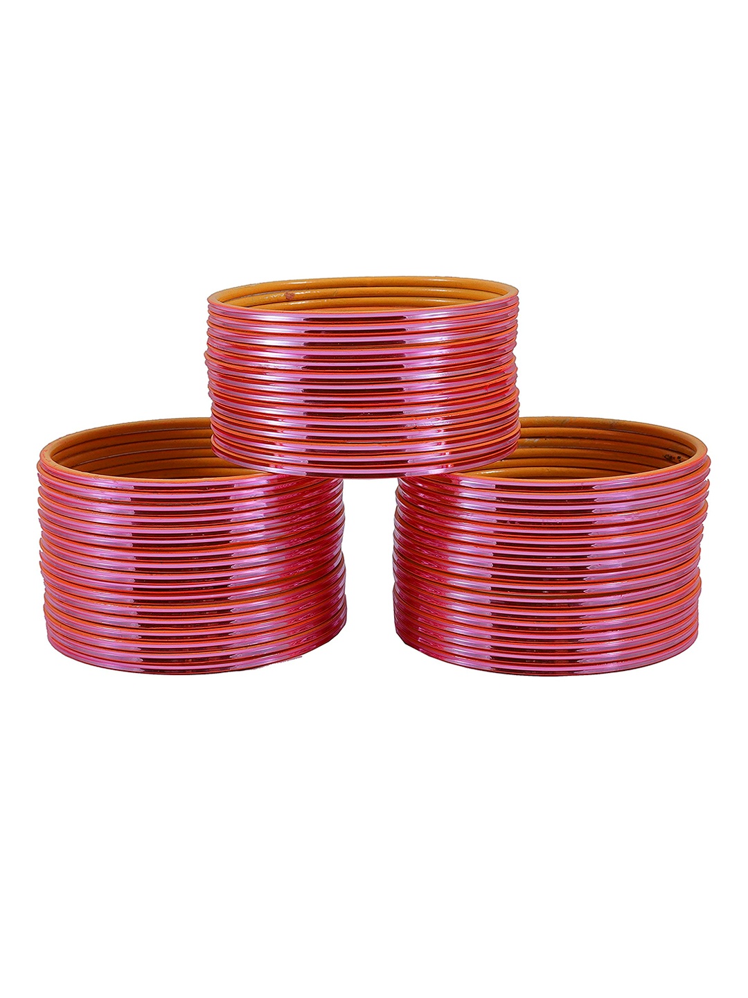 

ZULKA Set of 48 Simple Plein Glossy Finished Metal Bangles, Rose