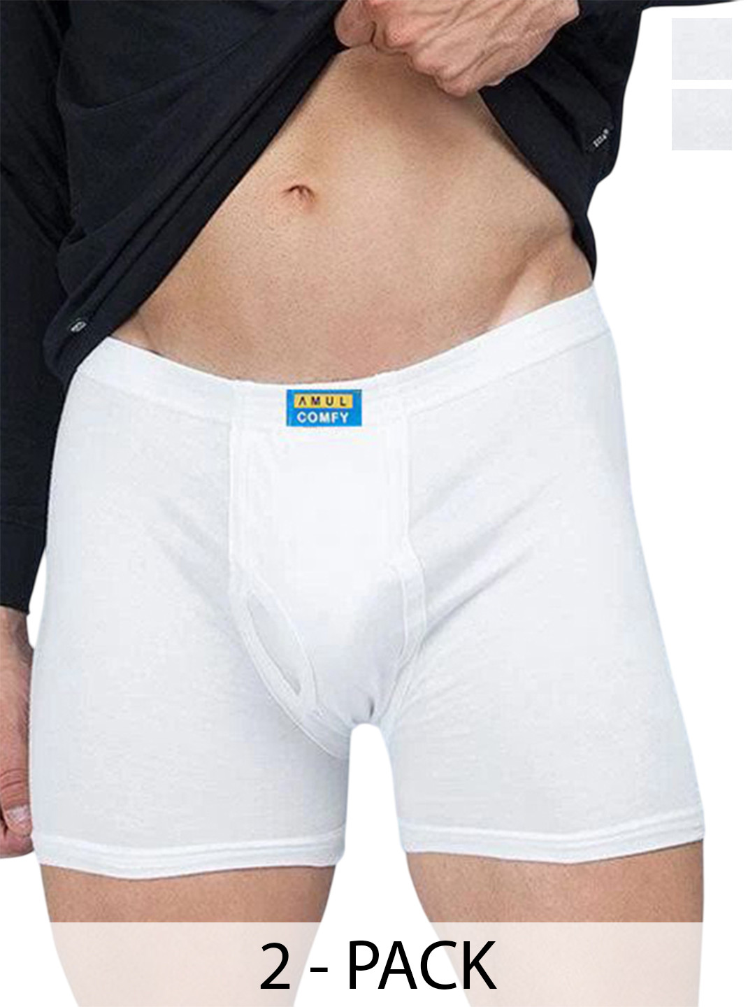 

AMUL COMFY Men Pack Of 2 Trunks Comfy-Plain-White-Trunk-IE-2-105