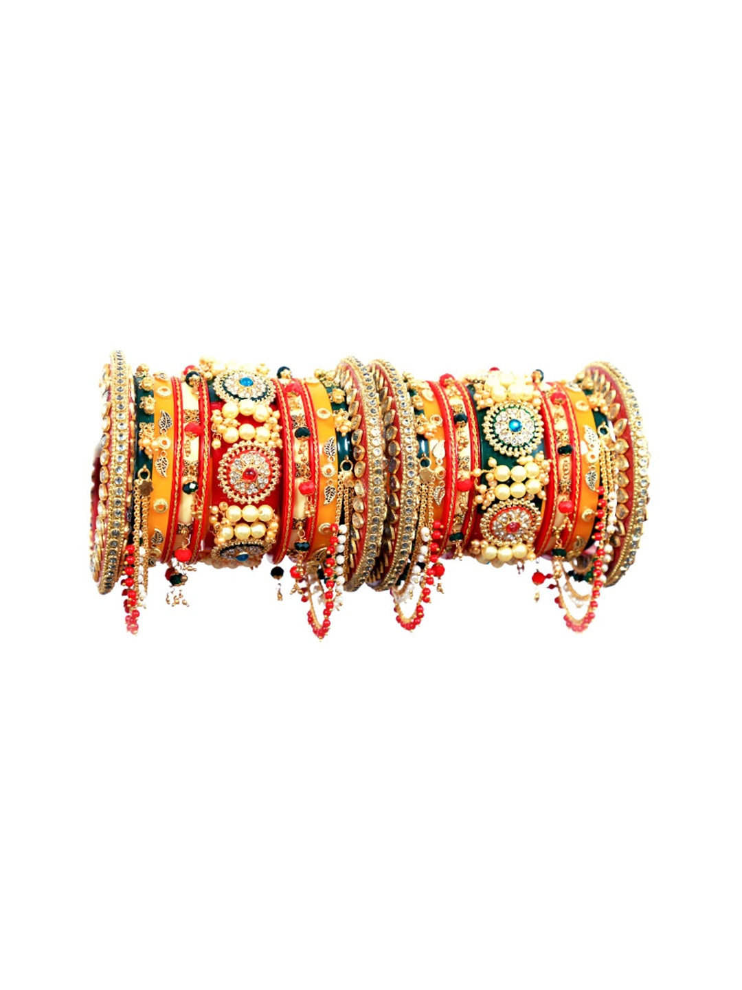 

Align Set Of 2 Gold-Plated Stone Studded & Beaded Bangles