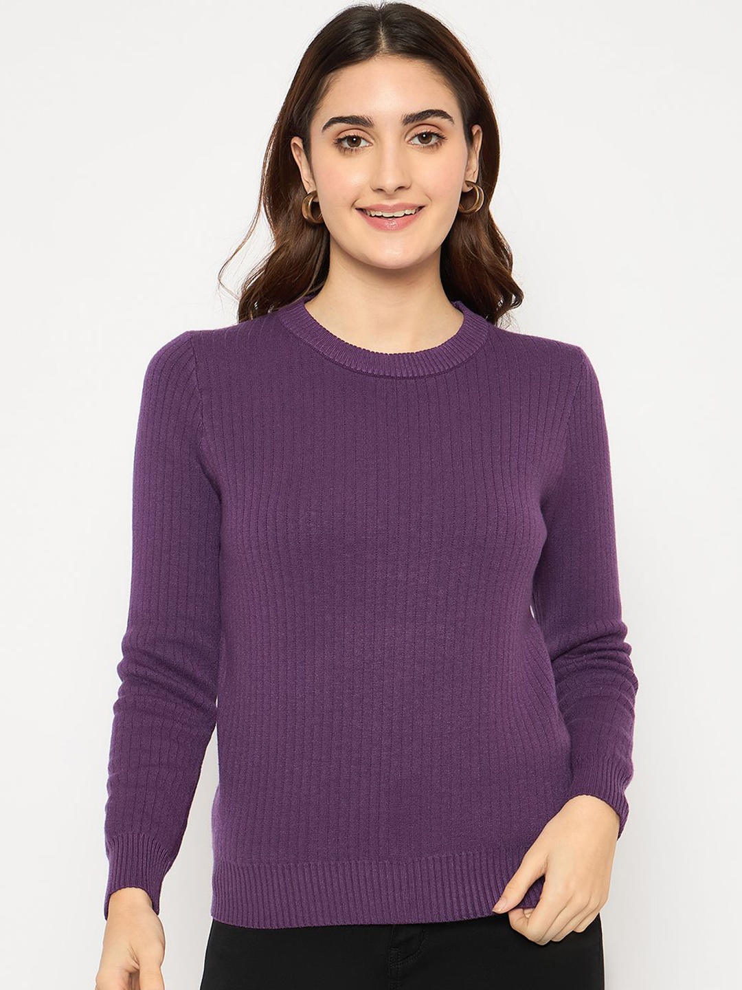 

Madame Women Round Neck Pullover, Purple