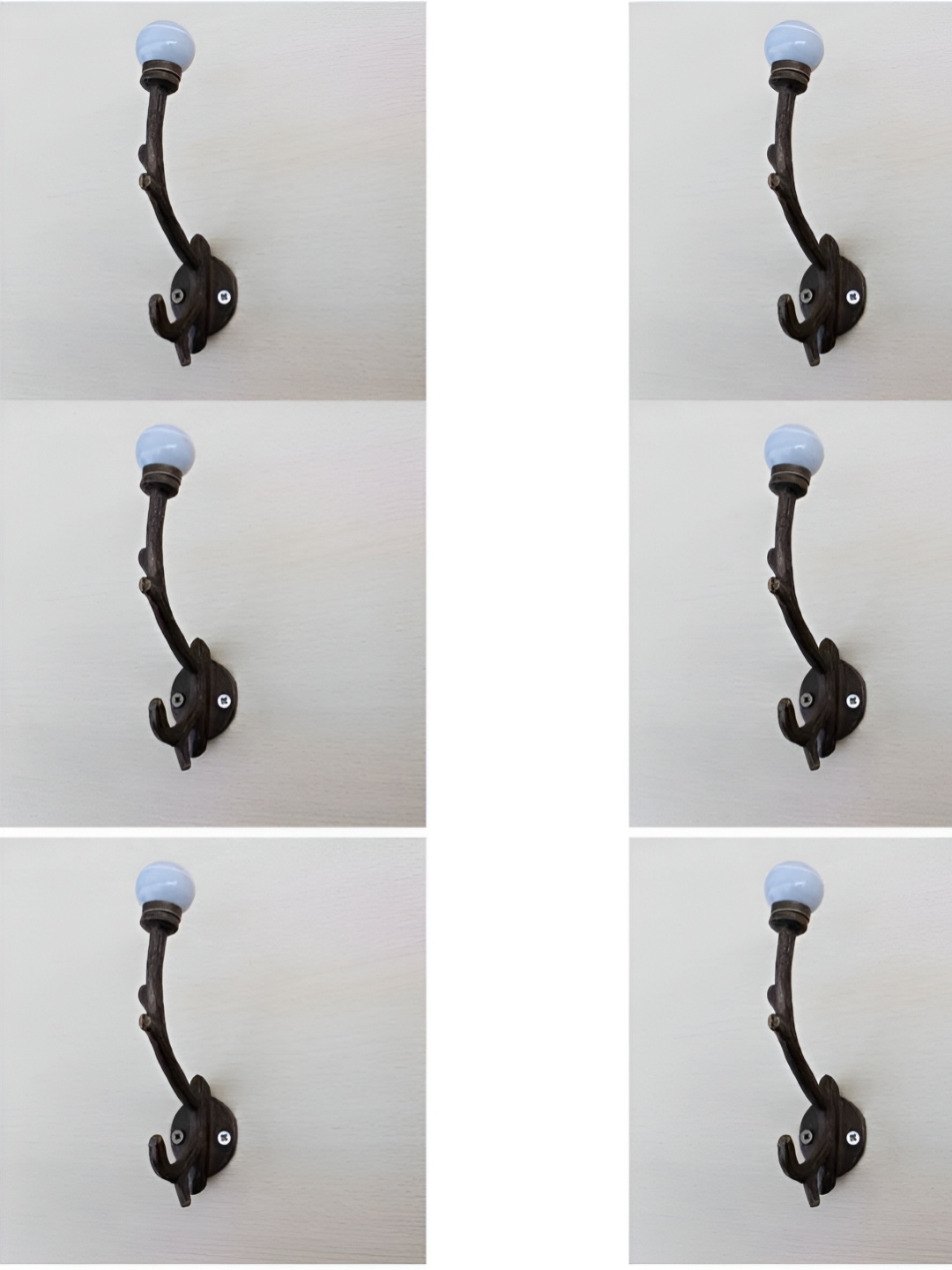 

IndianShelf Black & Blue 6 Pieces Striped Ceramic Wall Hooks