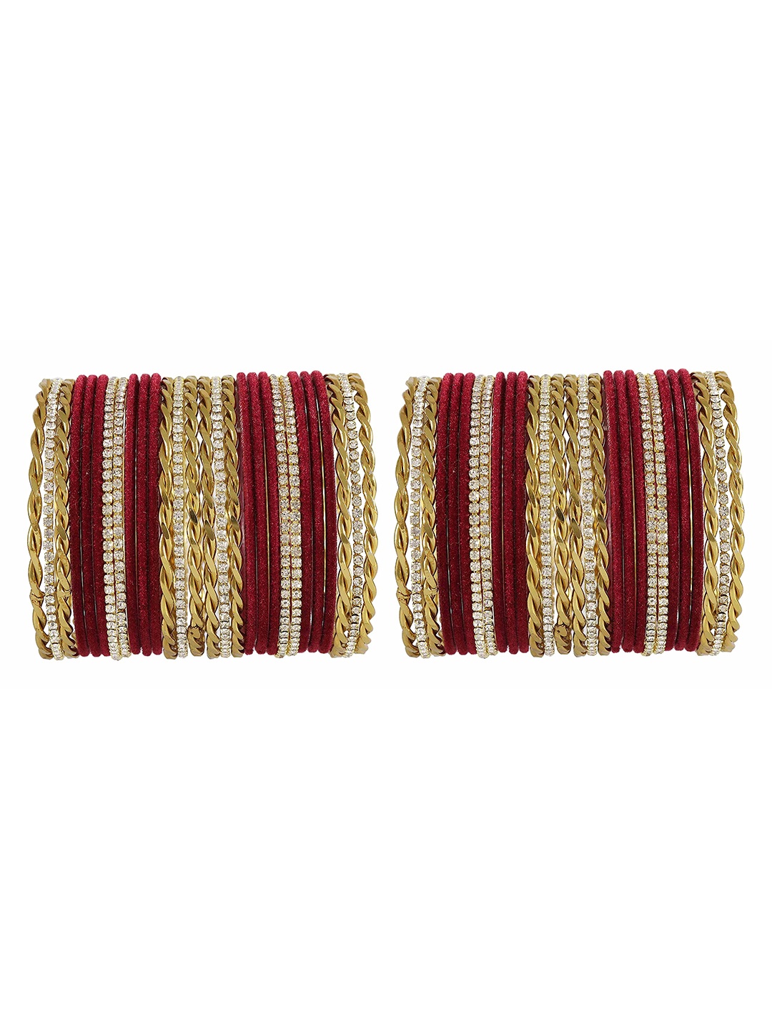 

ZULKA Set of 28 Non-Precious Metal Base and Zircon Gemstone with Velvet Twisted Bangle, Green