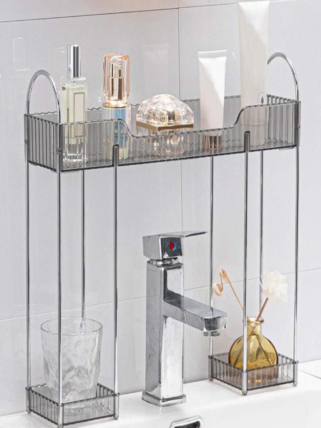

Mason Home Grey Textured Metal Washbasin Storage Organisers