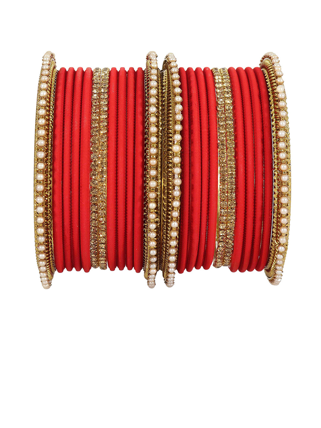 

Set of 144 Non-Precious Metal with Base Metal Zircon Gemstone Studded Traditional Bangle, Multi
