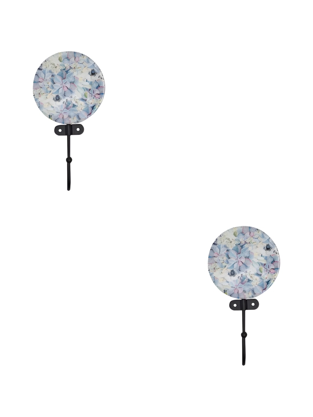 

IndianShelf White & Blue 2 Pieces Resin Floral Wall Hooks Door Hanger