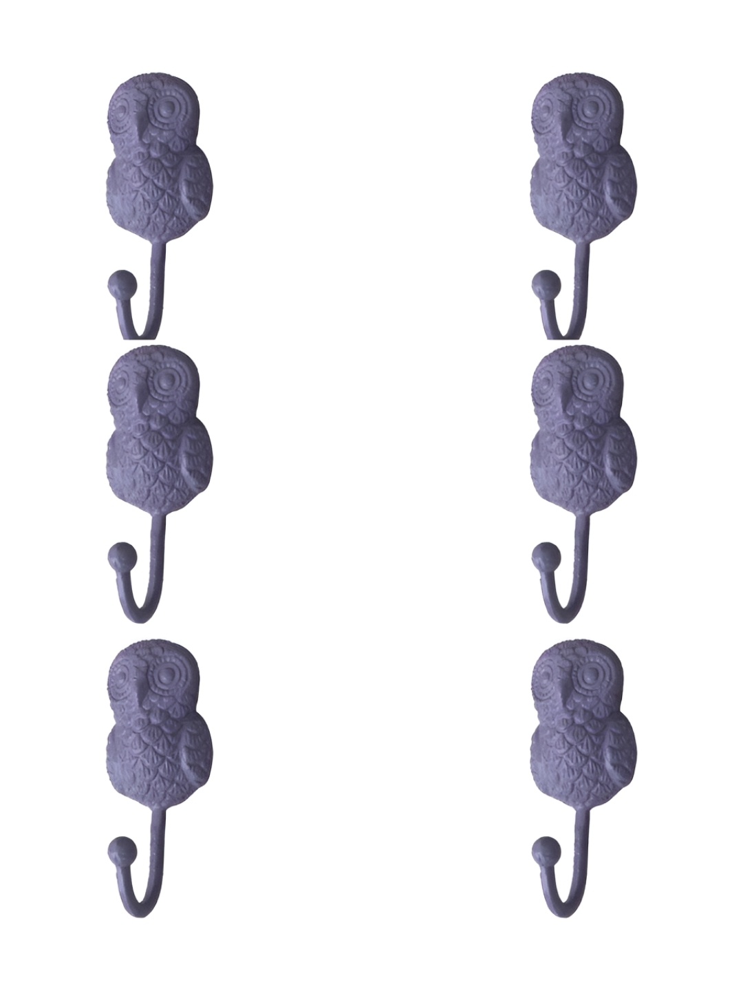 

IndianShelf Grey 6 Pcs Iron Owl Wall Hooks