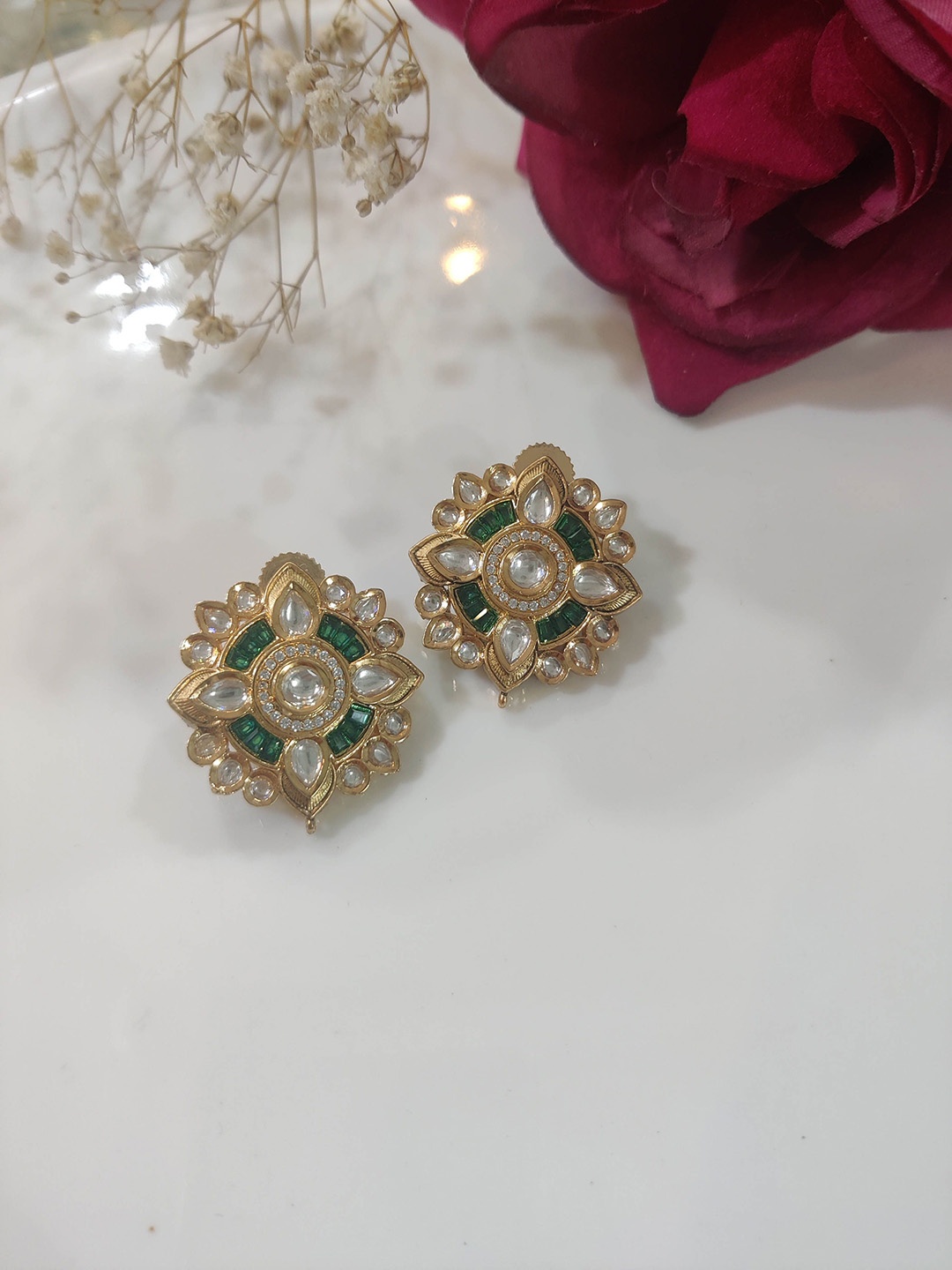 

STYLE DECO Contemporary Studs Earrings, Gold