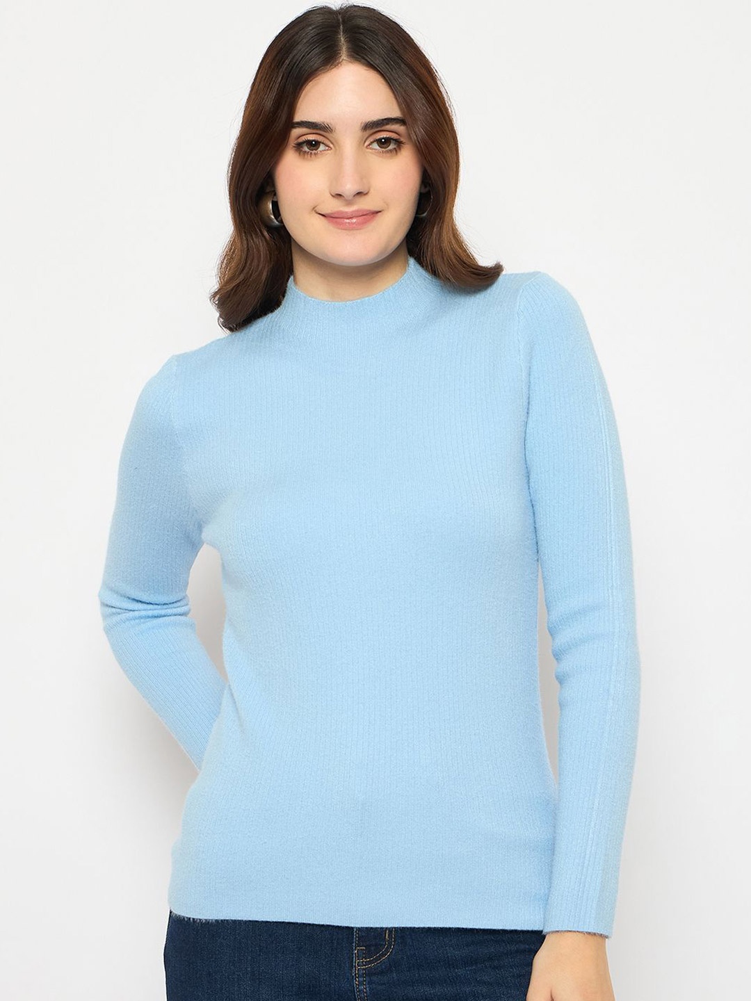 

Madame Women Turtle Neck Pullover, Blue