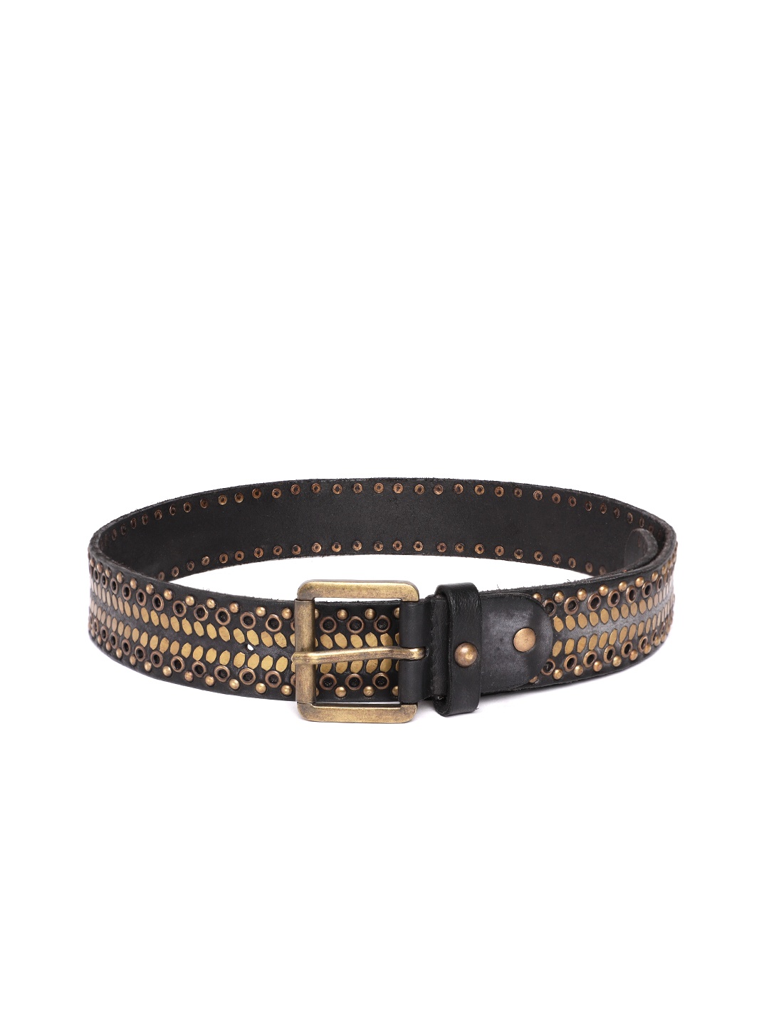 

ART N VINTAGE Women Textured Leather Belt, Black